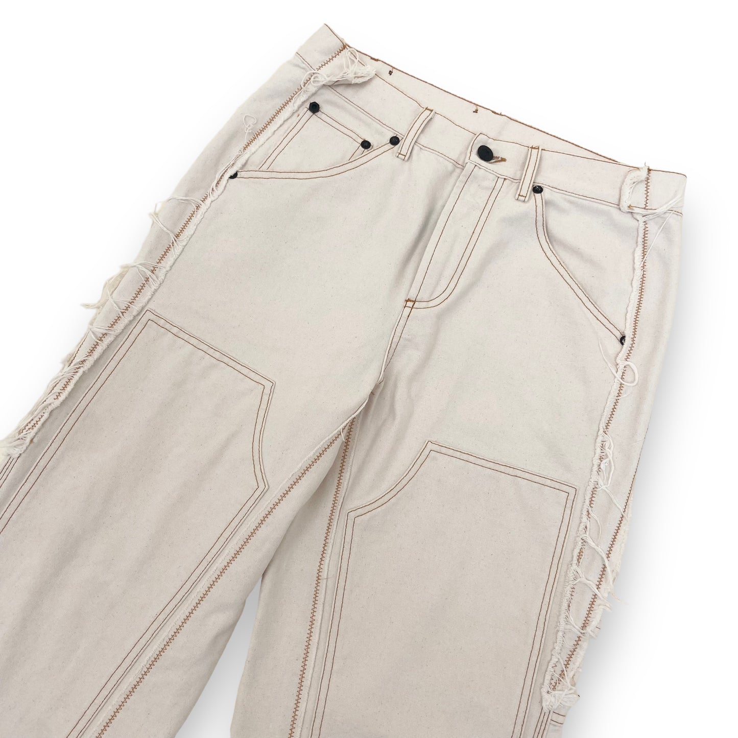 OFF-WHITE DISTRESSED PAINT SPLATTER CARPENTER TROUSERS 31W