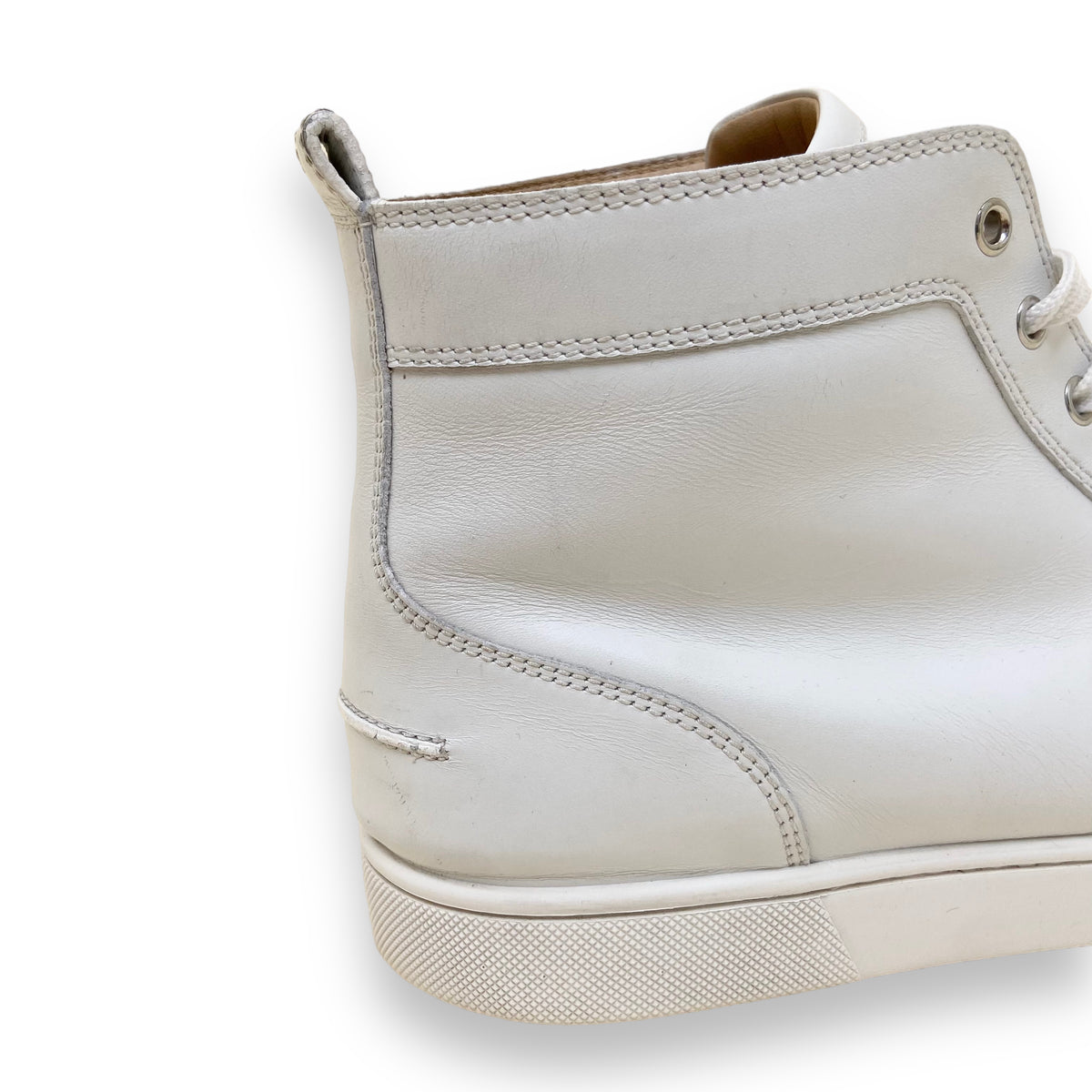 CHRISTIAN LOUBOUTIN LOUIS HIGH TOP LEATHER SNEAKERS WHITE UK10.5