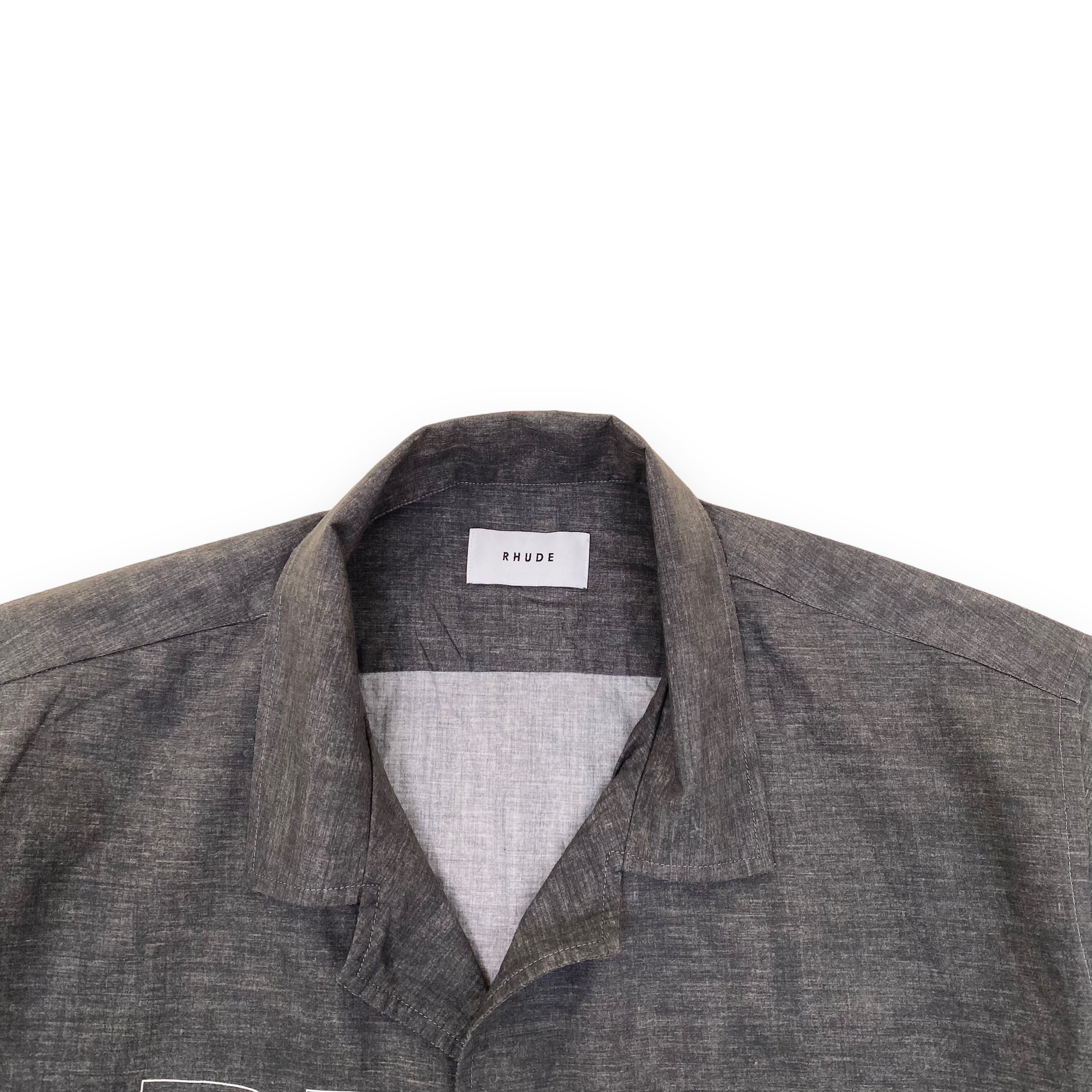 RHUDE EAGLE-PRINT BOWLING SHIRT GREY M