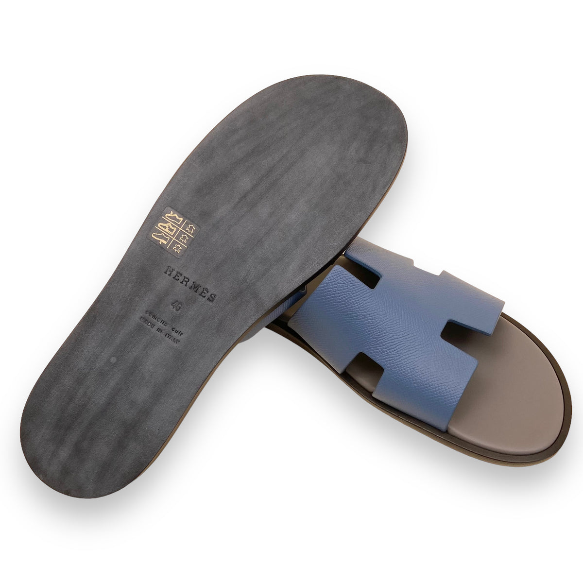 HERMES IZMIR SANDALS BLEU BLEUET / GRIS OSMIUM UK11