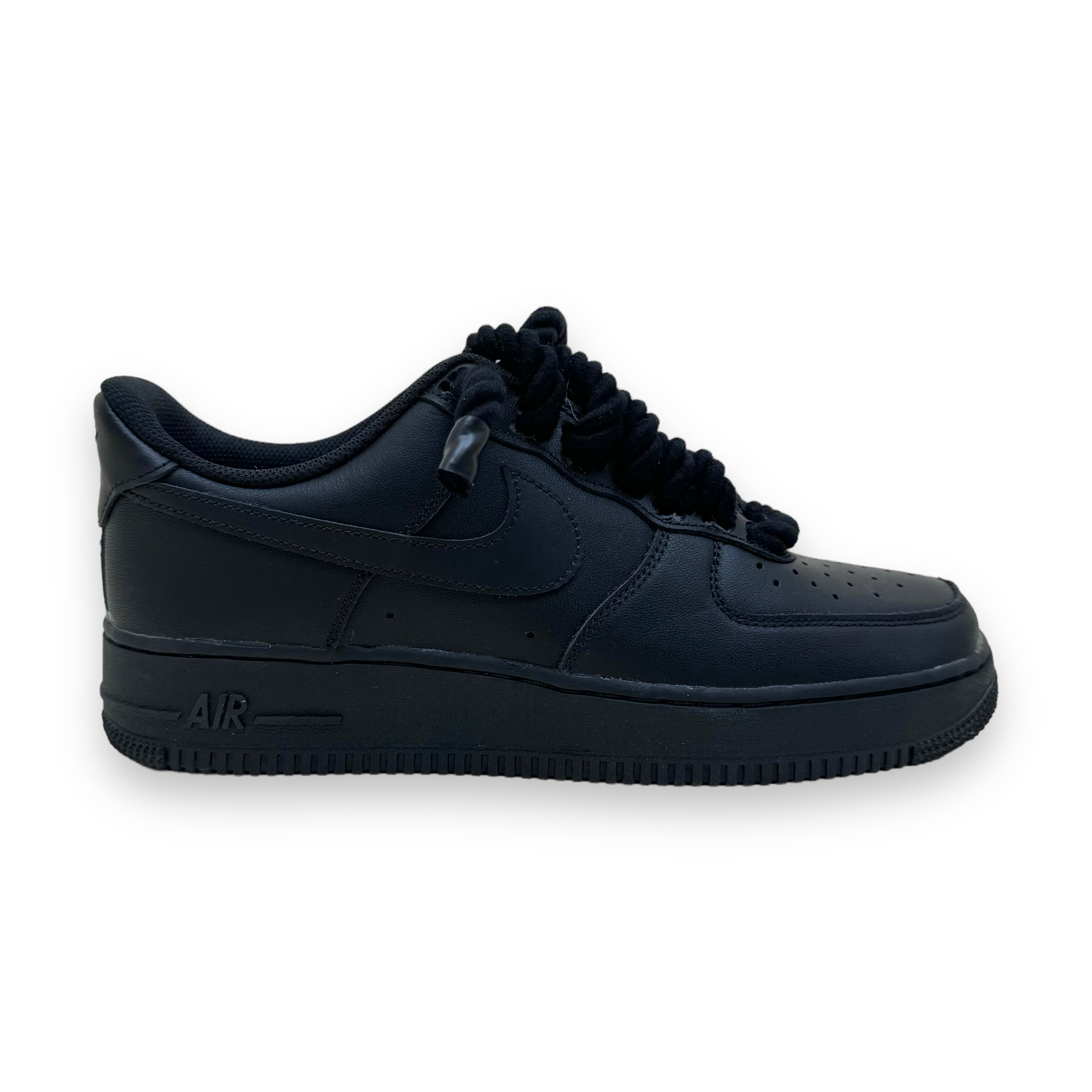 NIKE AF1 CUSTOMISED ROPE LACE SNEAKERS BLACK UK8.5