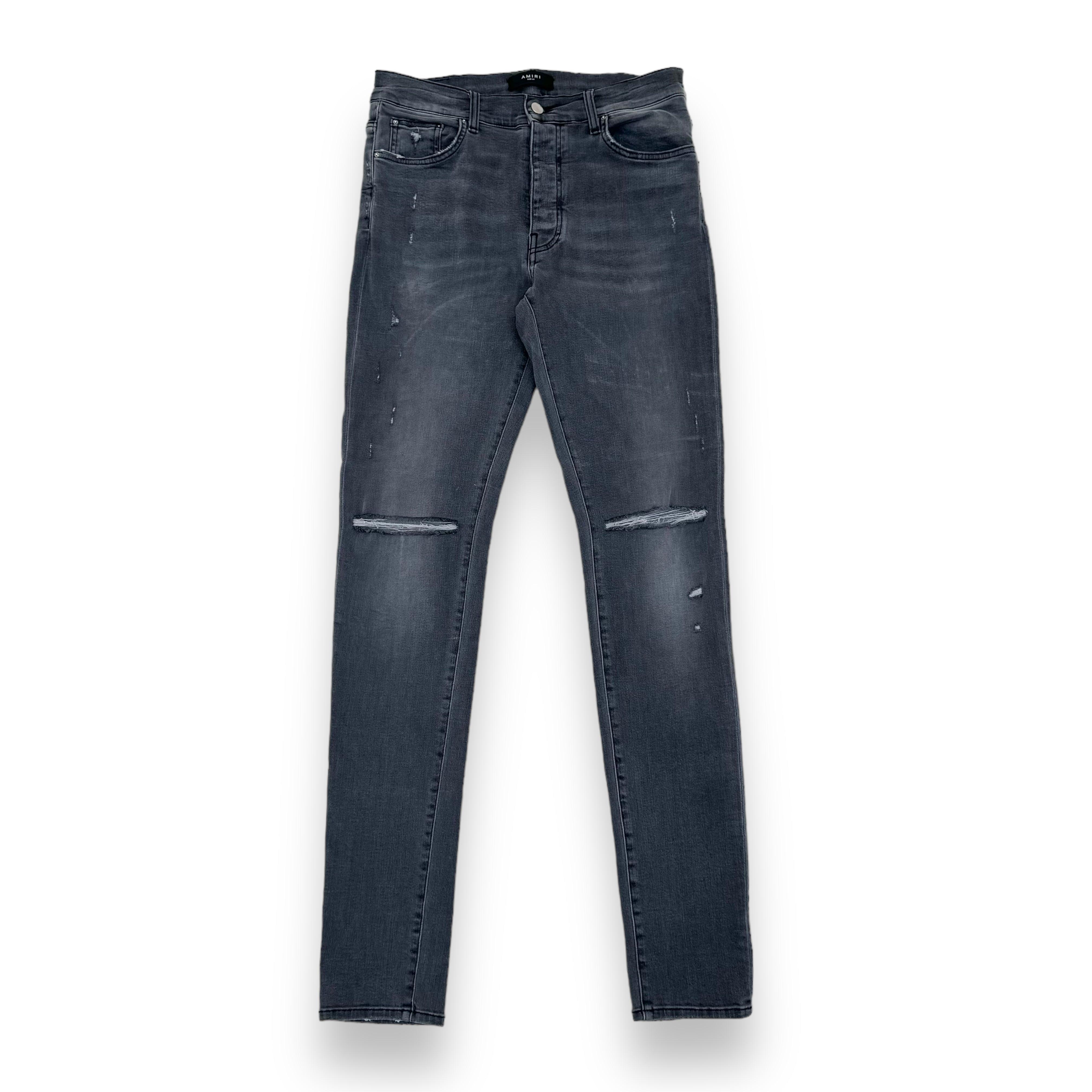 AMIRI DISTRESSED SKINNY DENIM JEANS GREY 34W