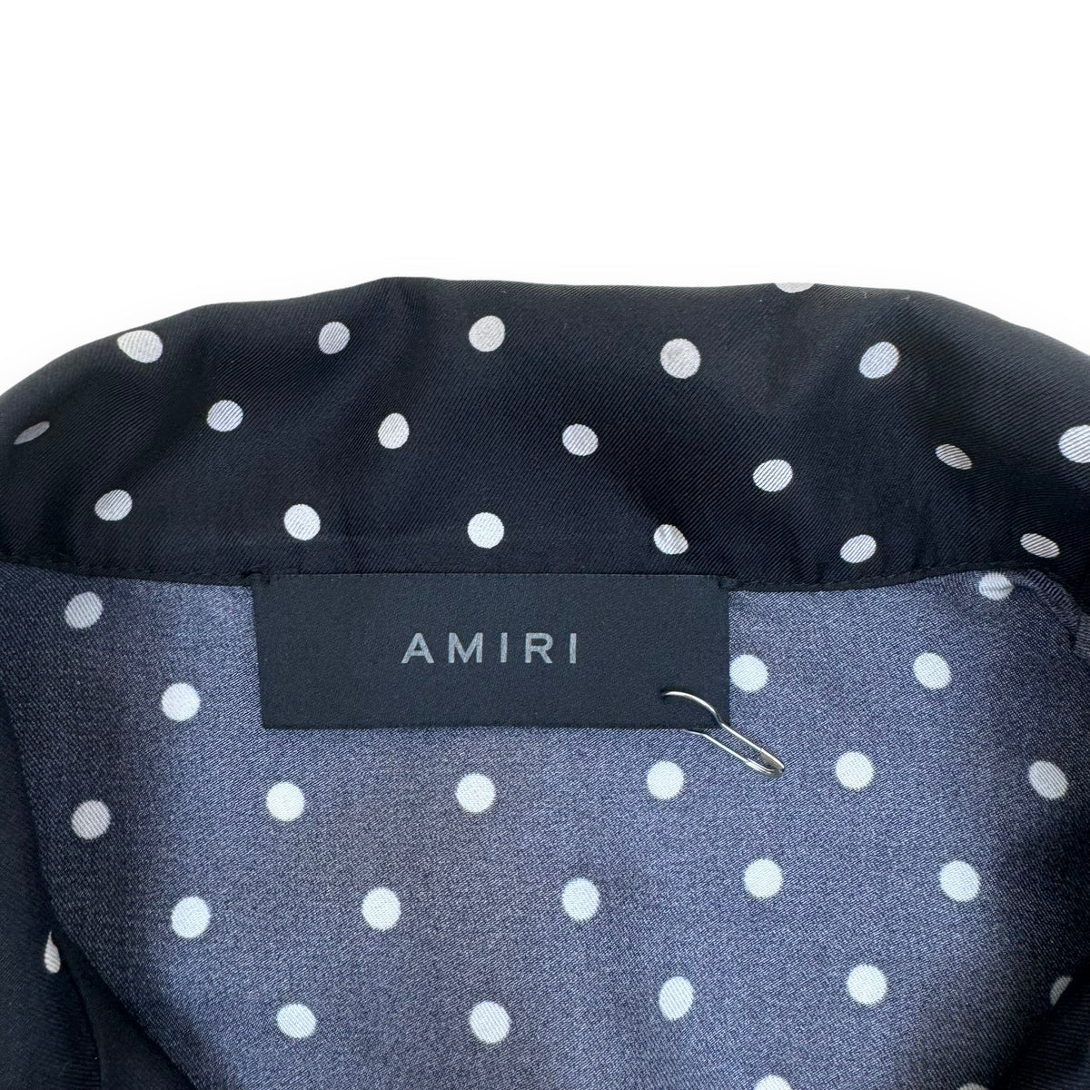 AMIRI SILK TWILL SHORT SLEEVE POLKADOT SHIRT BLACK M