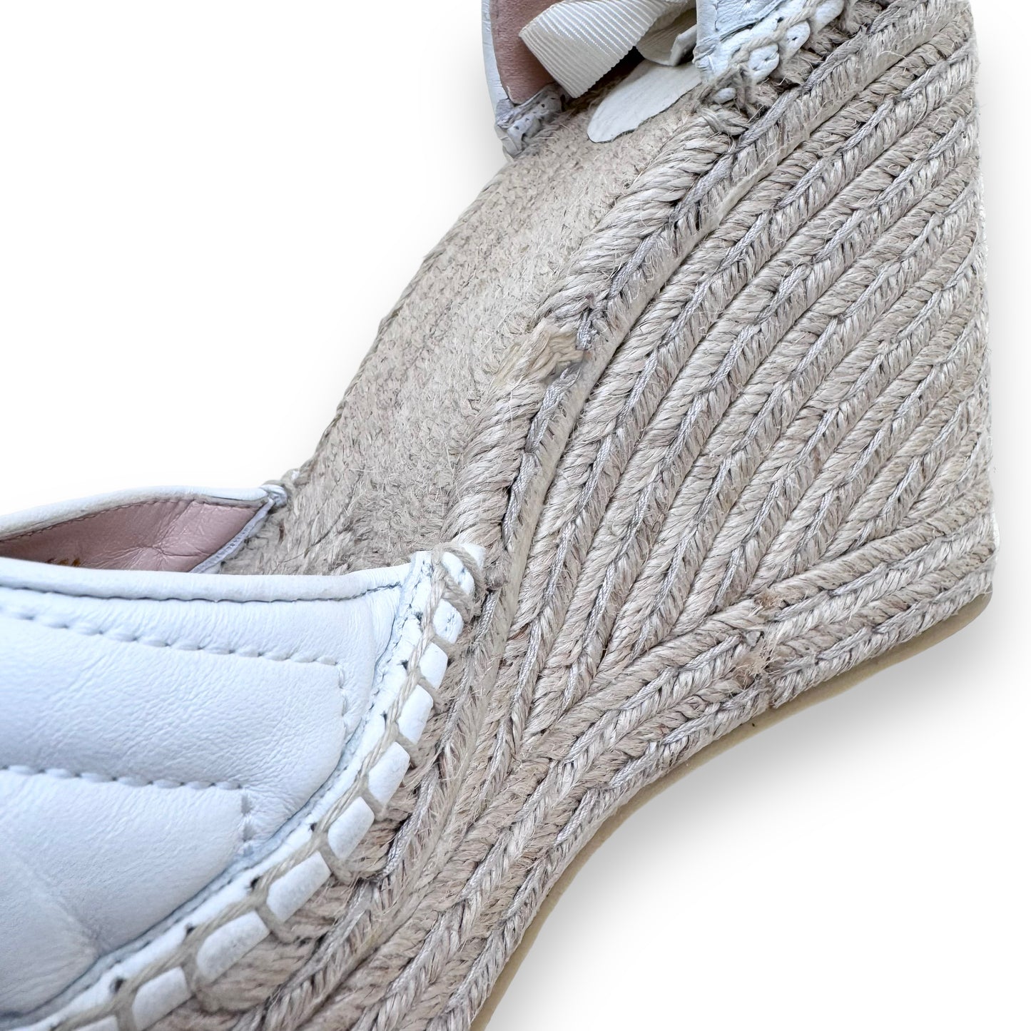 GUCCI MARMONT ESPADRILLE PLATFORM LEATHER HEELS WHITE UK8