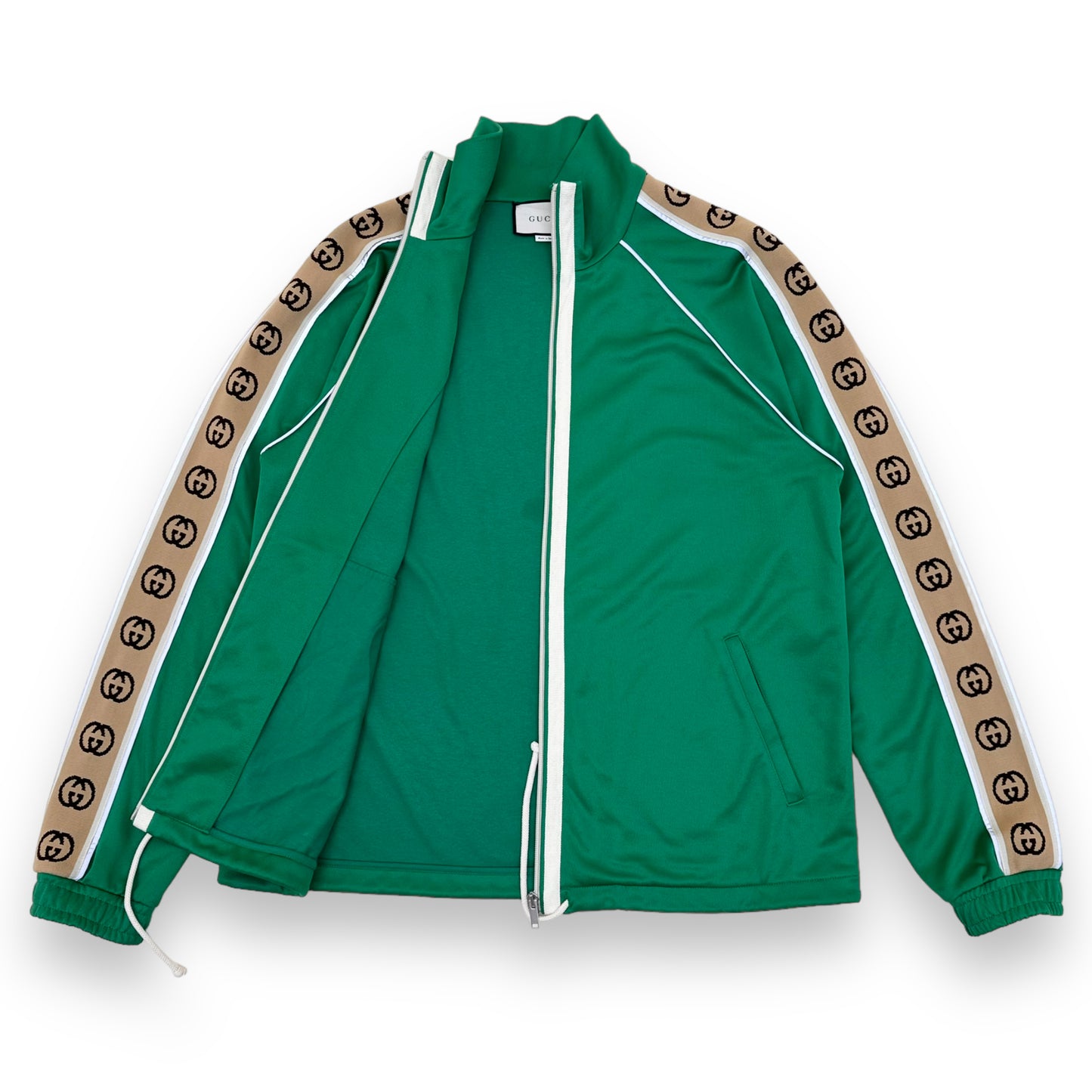 GUCCI GG-JACQUARD SIDE-STRIPE TECHNICAL TRACK JACKET GREEN L