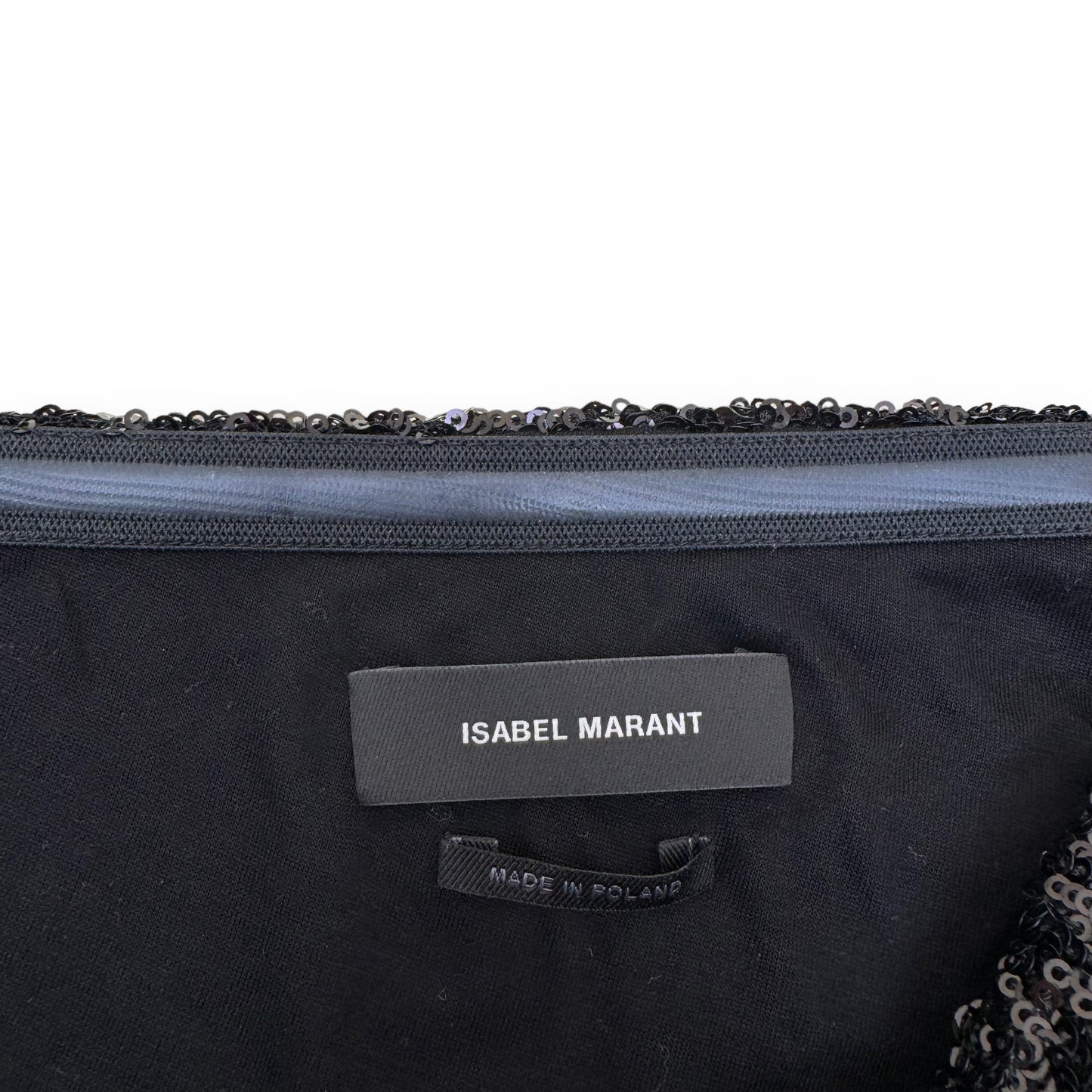 ISABEL MARANT ASYMMETRIC ONE SHOULDER SEQUIN TOP BLACK UK6