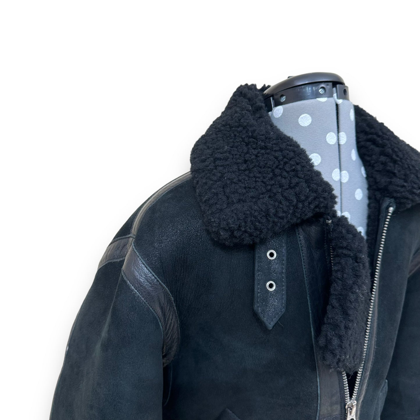 ACNE STUDIOS SHEARLING-LINED FULL-GRAIN LEATHER JACKET BLACK S