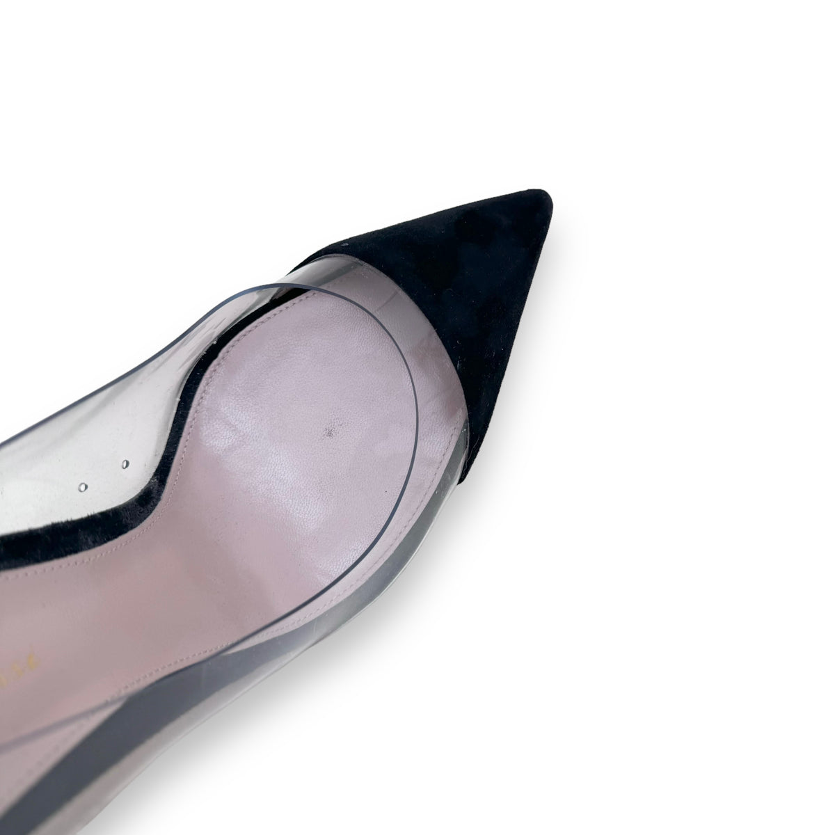 GIANVITO ROSSI PLEXI 100 SUEDE / PVC PUMPS BLACK UK8.5