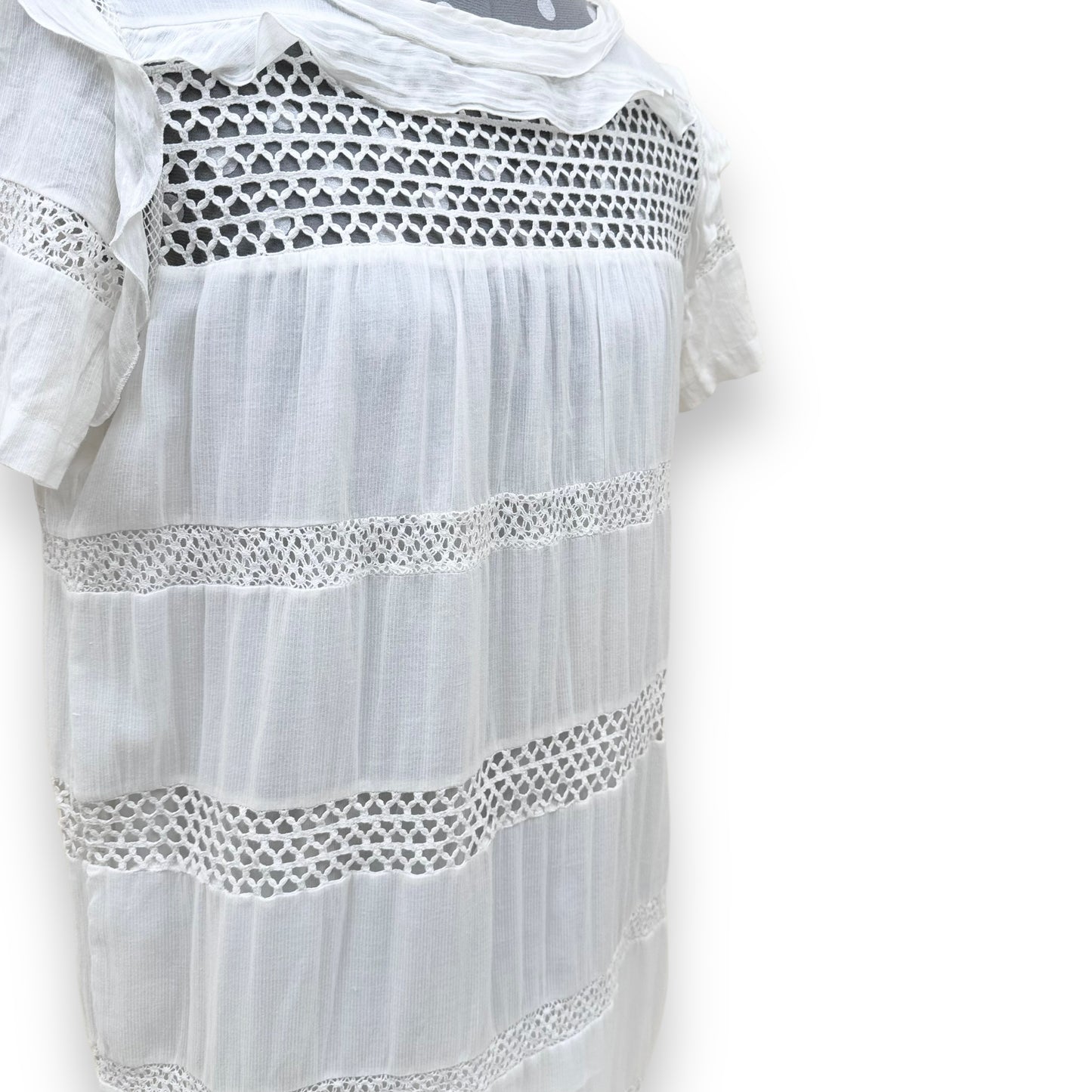 ISABEL MARANT CALEEN VOILE EMBROIDERED DRESS WHITE M