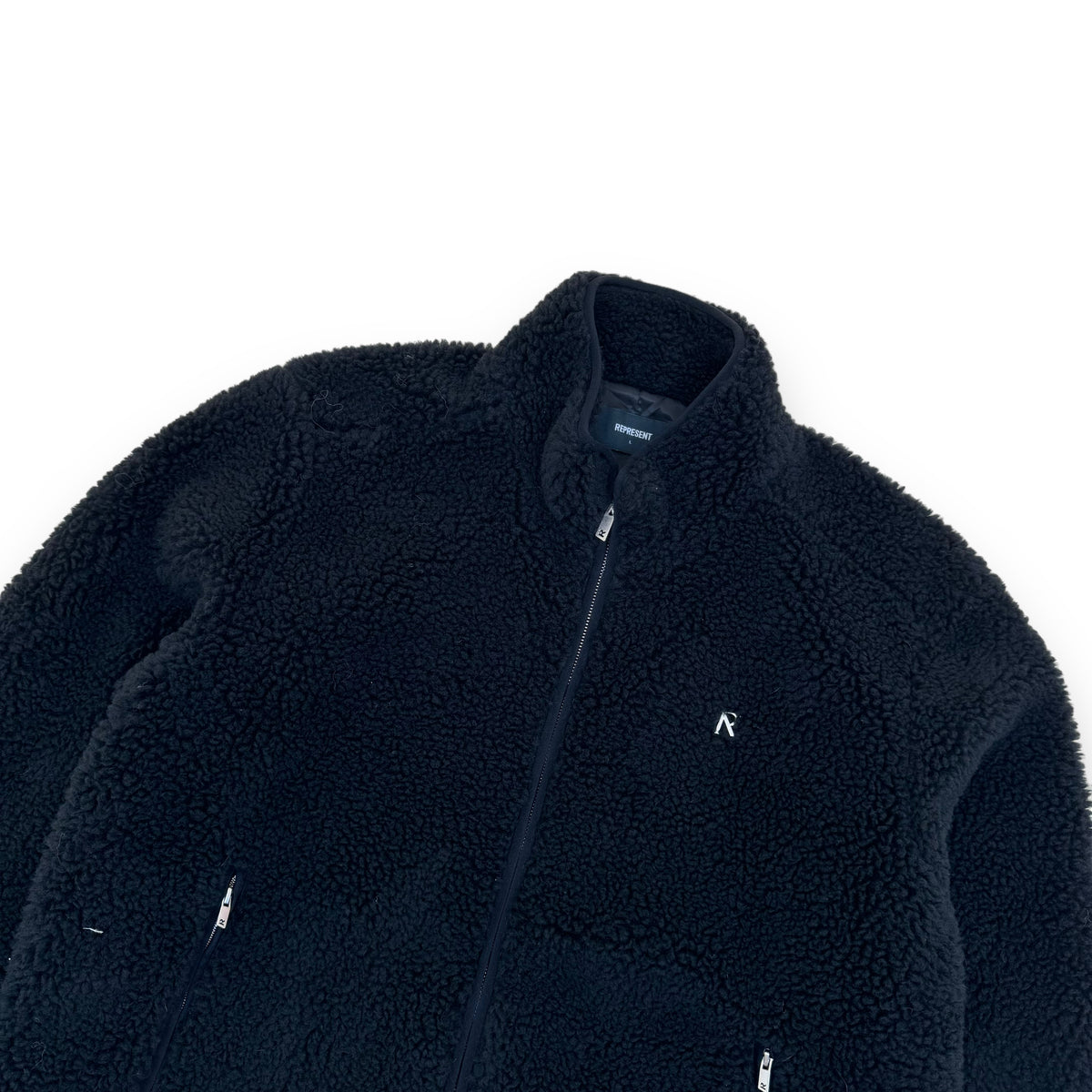 REPRESENT R LOGO-EMBROIDERED RECYCLED POLYESTER-BLEND FLEECE JACKET BLACK L