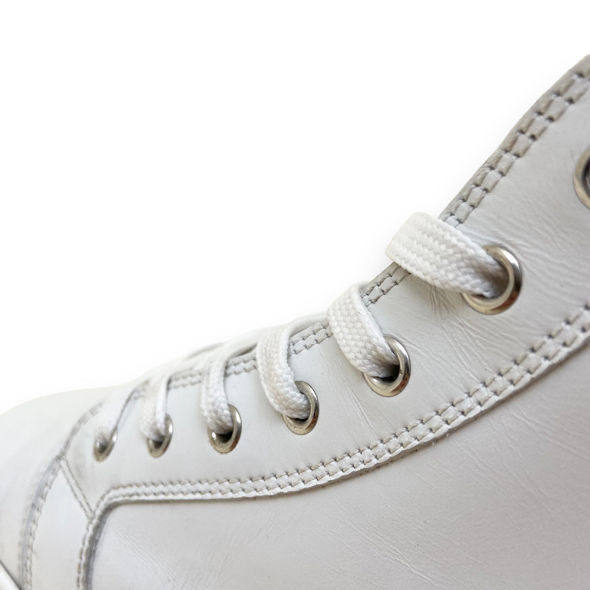 CHRISTIAN LOUBOUTIN LOUIS HIGH TOP LEATHER SNEAKERS WHITE UK10.5