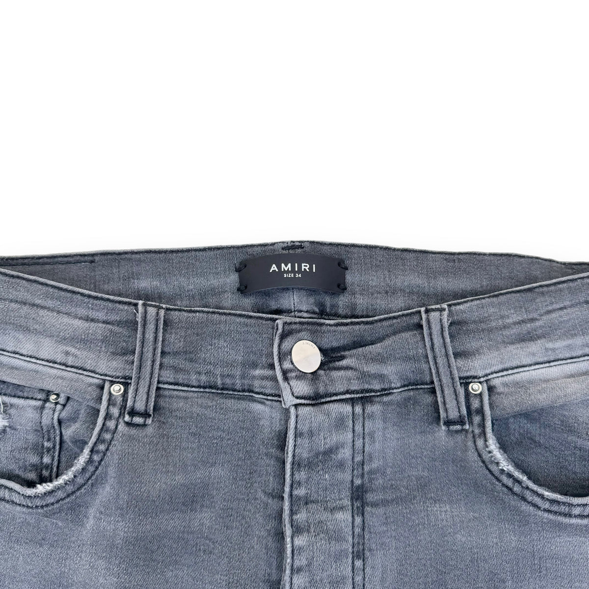 AMIRI DISTRESSED SKINNY DENIM JEANS GREY 34W