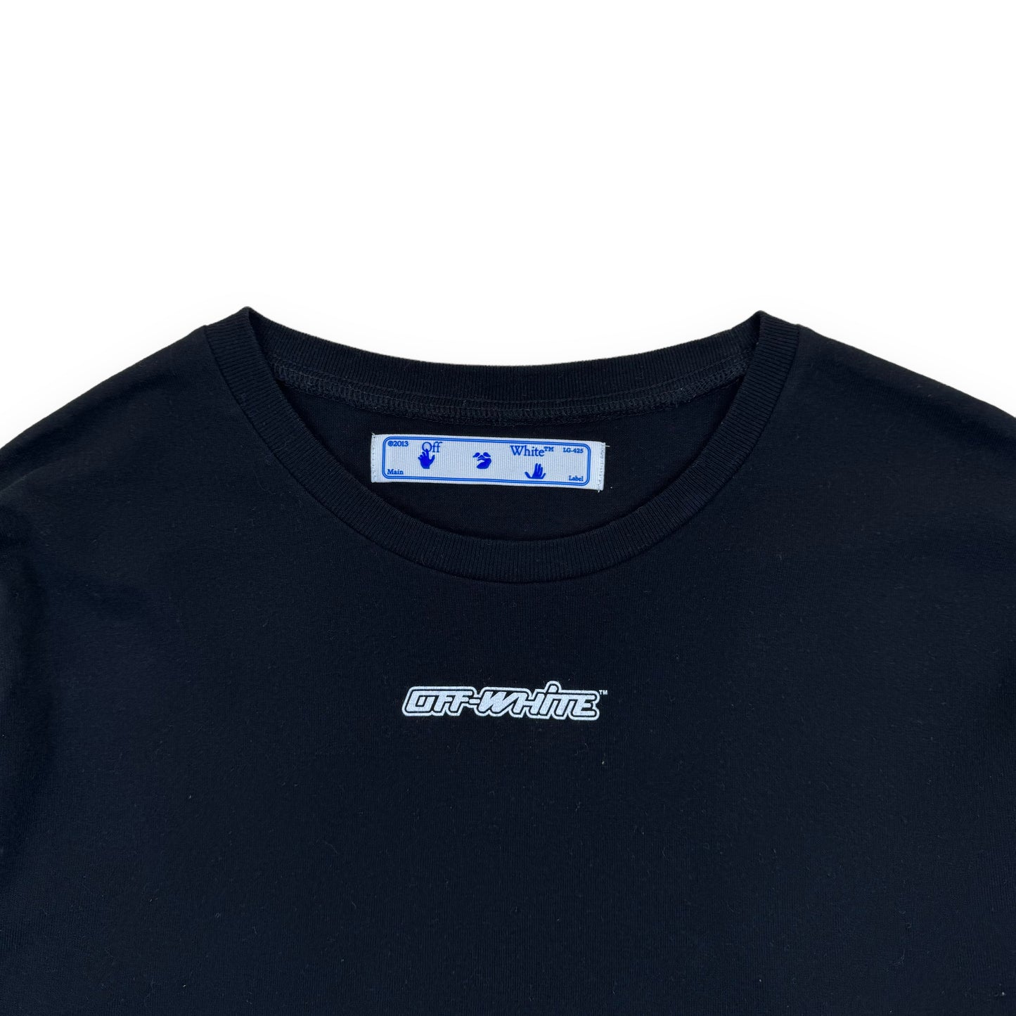 OFF-WHITE LONG-SLEEVE COTTON MARKER T-SHIRT BLACK / BLUE L