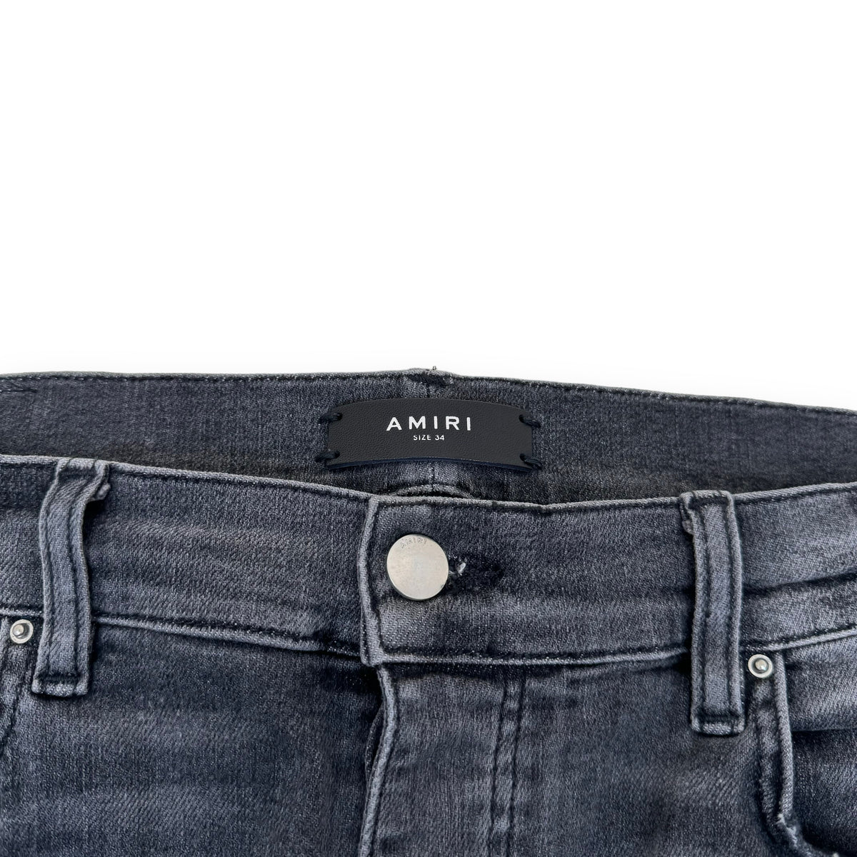 AMIRI DISTRESSED STRETCH-DENIM WASHED JEANS GREY 34W