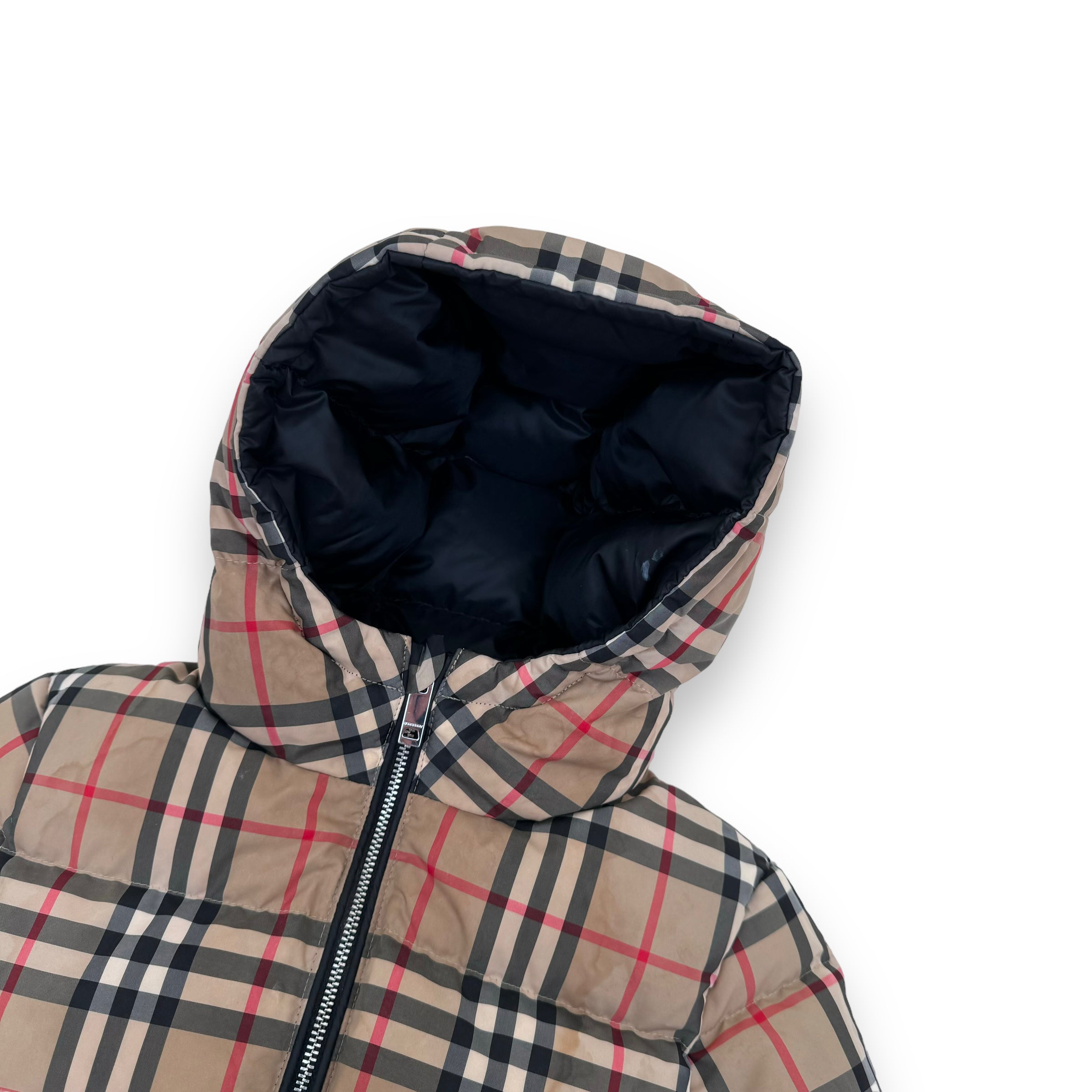 BURBERRY VINTAGE CHECK REVERSIBLE POLYESTER PUFFER JACKET BEIGE / BLACK AGE2