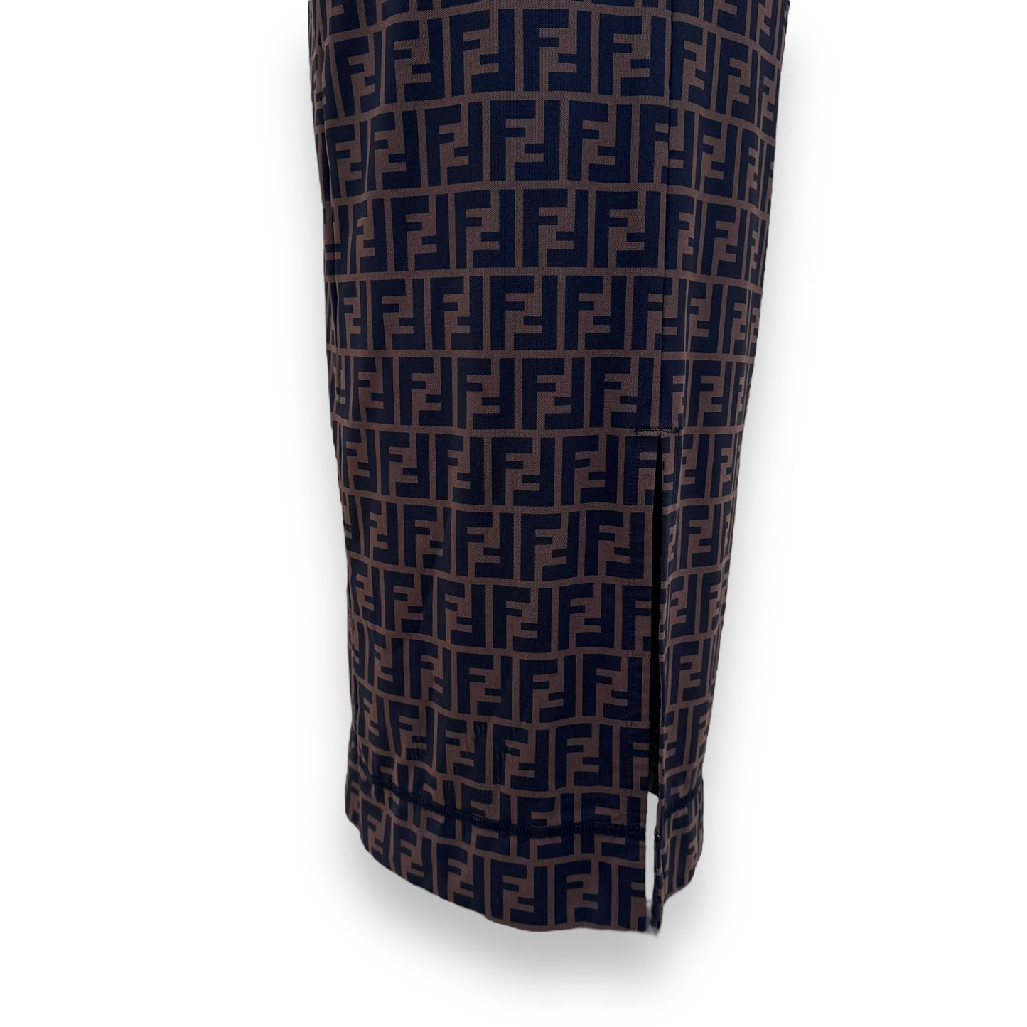 FENDI FF PRINTED LOGO COCKTAIL DRESS UK6