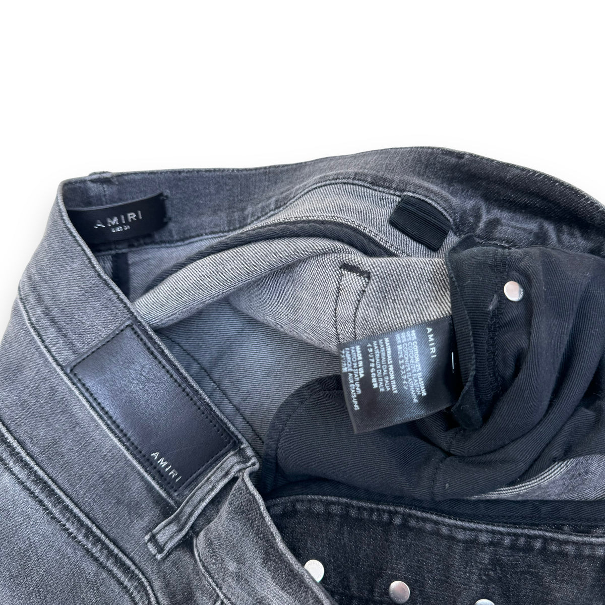 AMIRI DISTRESSED STRETCH-DENIM WASHED JEANS GREY 34W