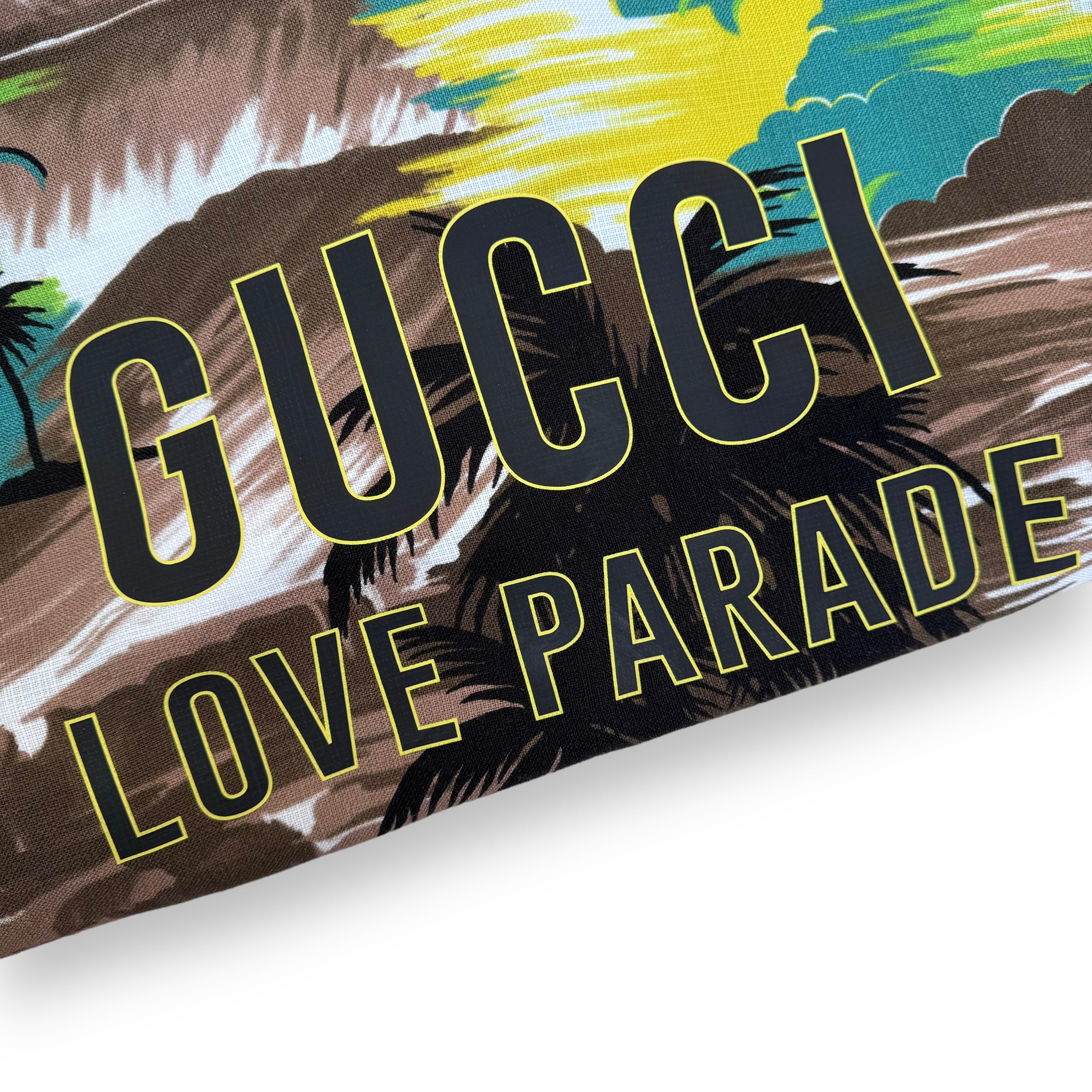 GUCCI LOVE PARADISE VISCOSE PALM TREE SHIRT GREEN M