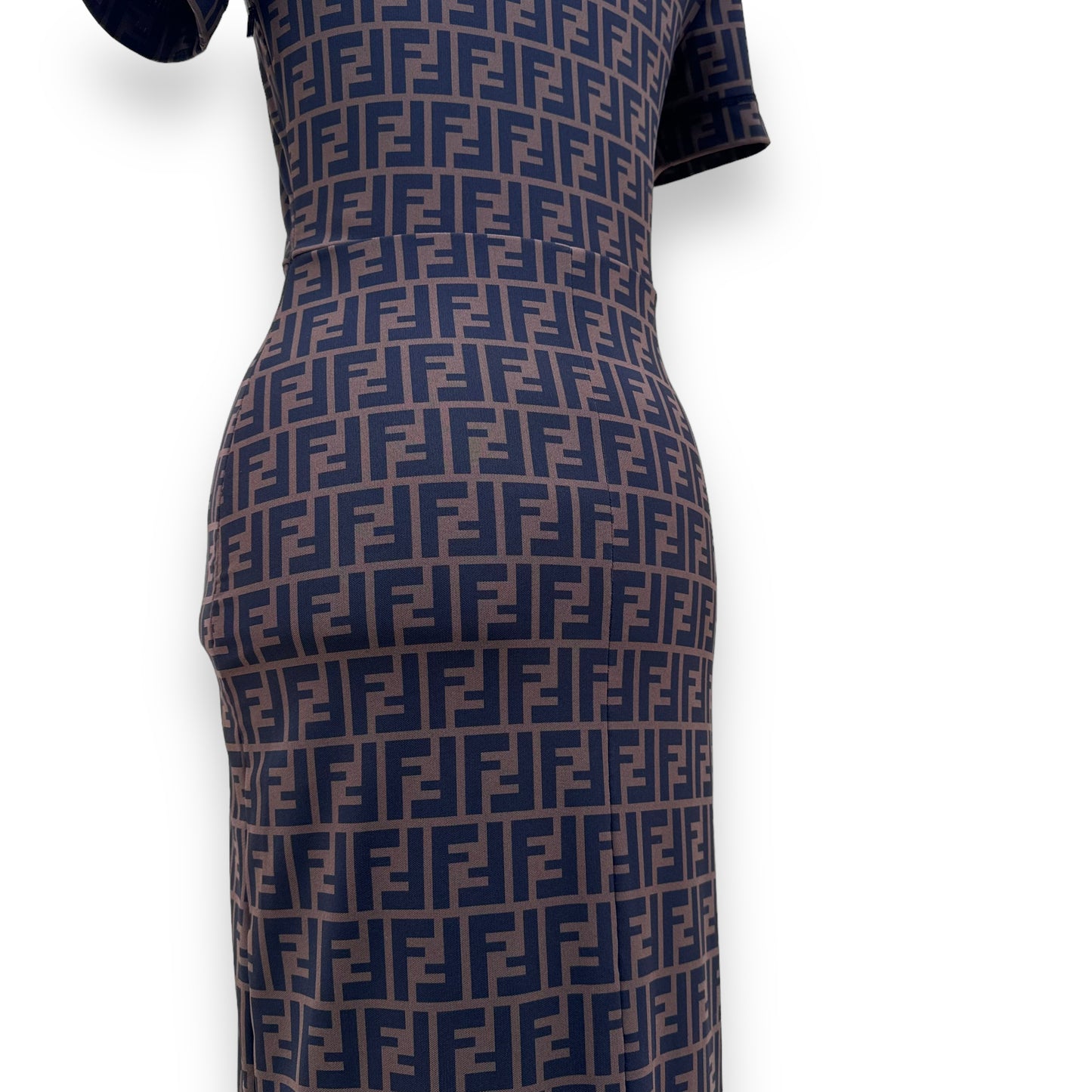 FENDI FF PRINTED LOGO COCKTAIL DRESS UK6