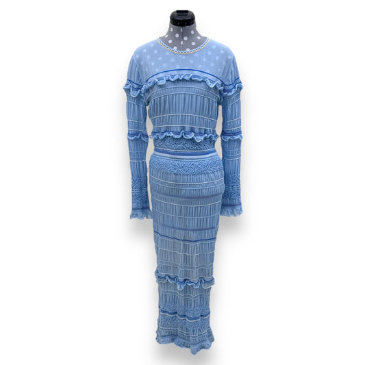 PETER PILOTTO ATMOS KNIT LONG SLEEVE DRESS BLUE M