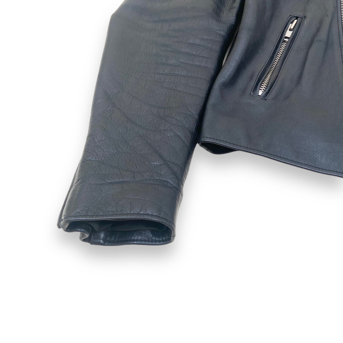 SANDRO CALFSKIN LEATHER JACKET BLACK M