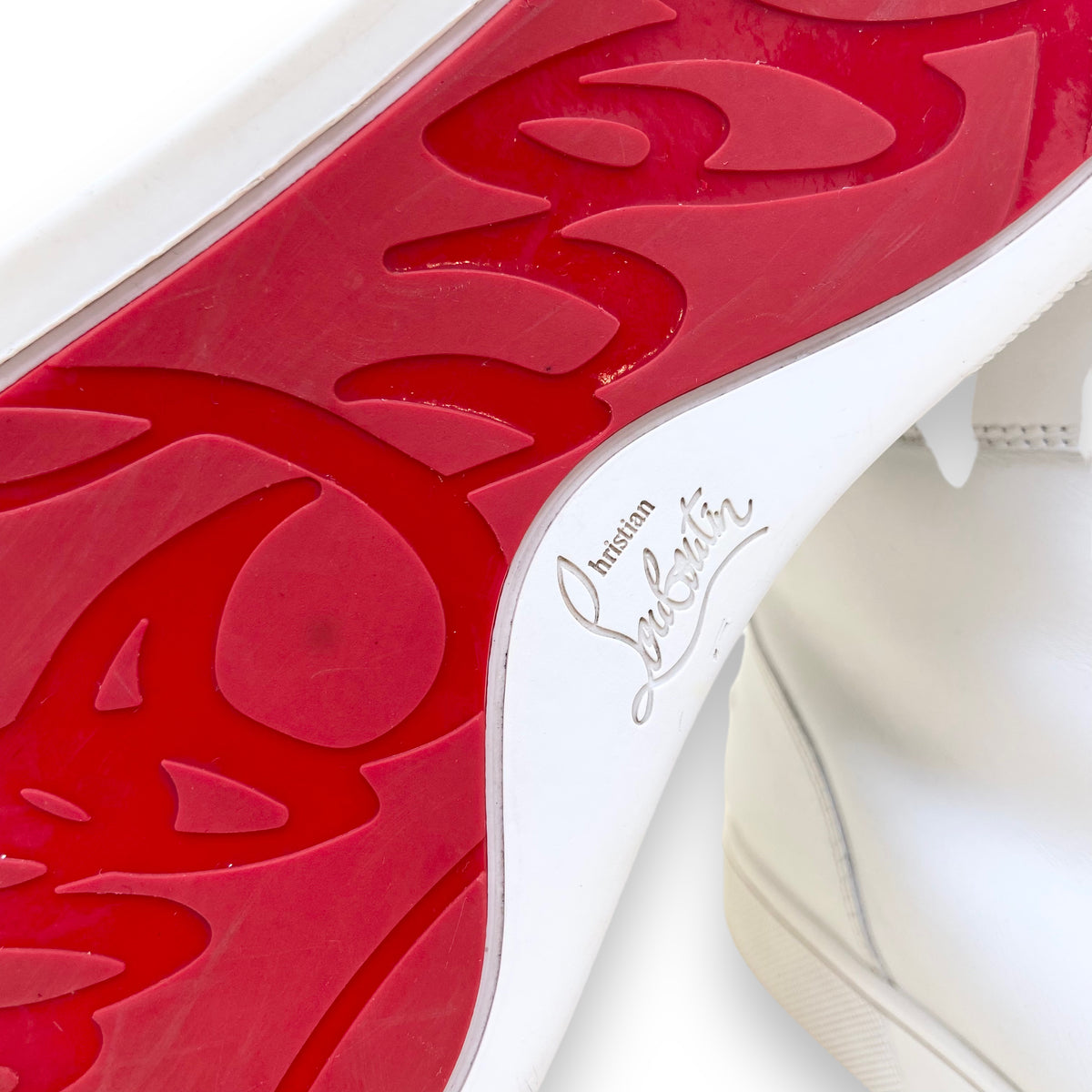 CHRISTIAN LOUBOUTIN LOUIS HIGH TOP LEATHER SNEAKERS WHITE UK10.5