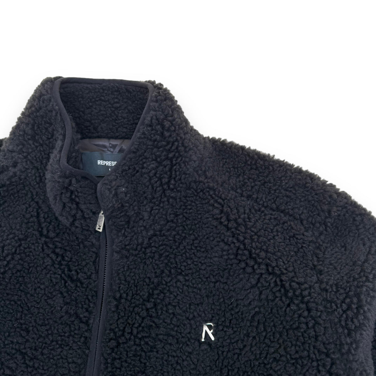 REPRESENT R LOGO-EMBROIDERED RECYCLED POLYESTER-BLEND FLEECE JACKET BLACK L