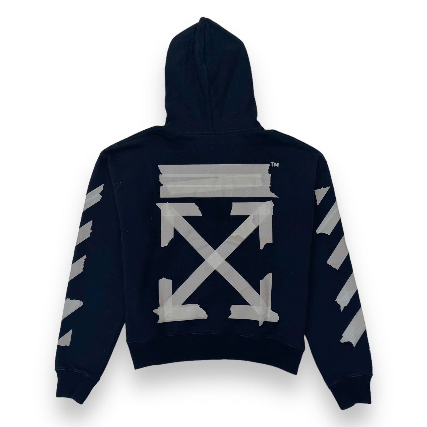 OFF-WHITE OVERSIZED TAPE HOODIE BLACK L