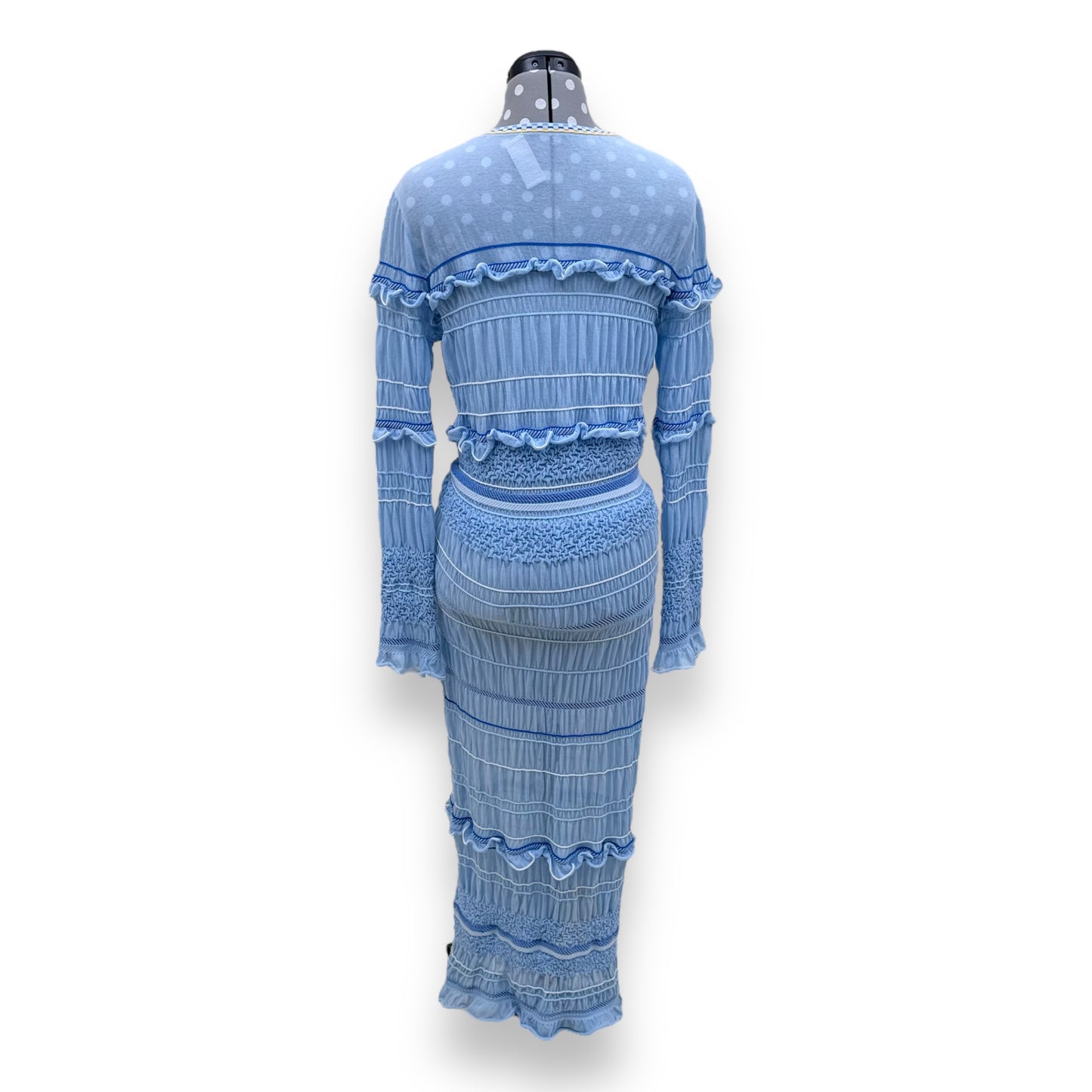 PETER PILOTTO ATMOS KNIT LONG SLEEVE DRESS BLUE M