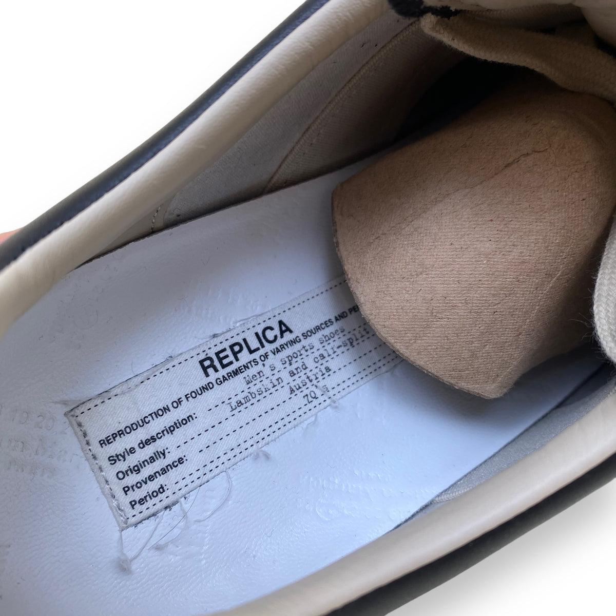 MAISON MARGIELA REPLICA LOW-TOP LEATHER / SUEDE SNEAKERS BLACK UK10