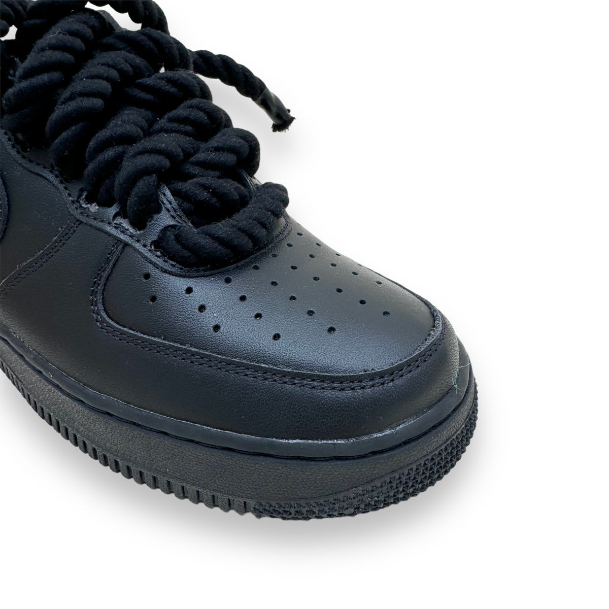 NIKE AF1 CUSTOMISED ROPE LACE SNEAKERS BLACK UK8.5