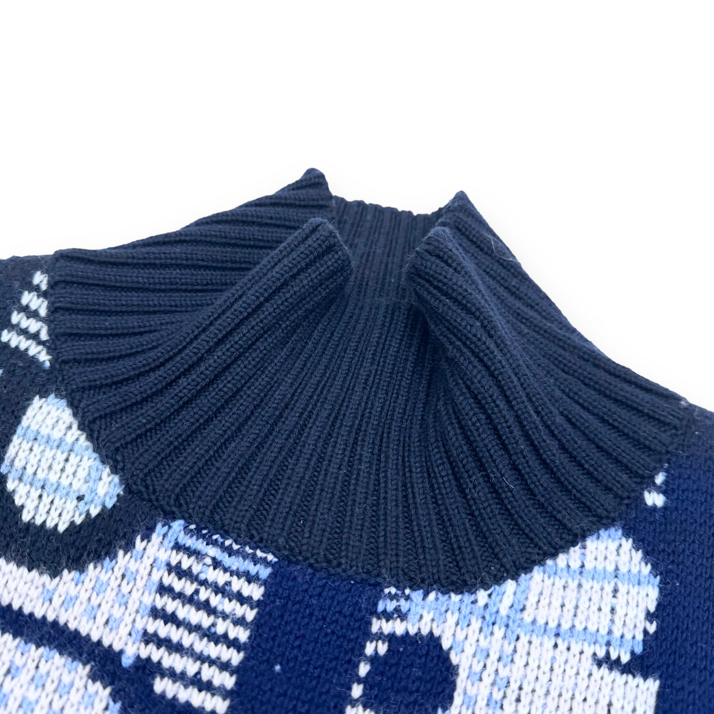 DIOR OBLIQUE MONOGRAM HIGH NECK KNITTED WOOL SWEATER BLUE / NAVY M