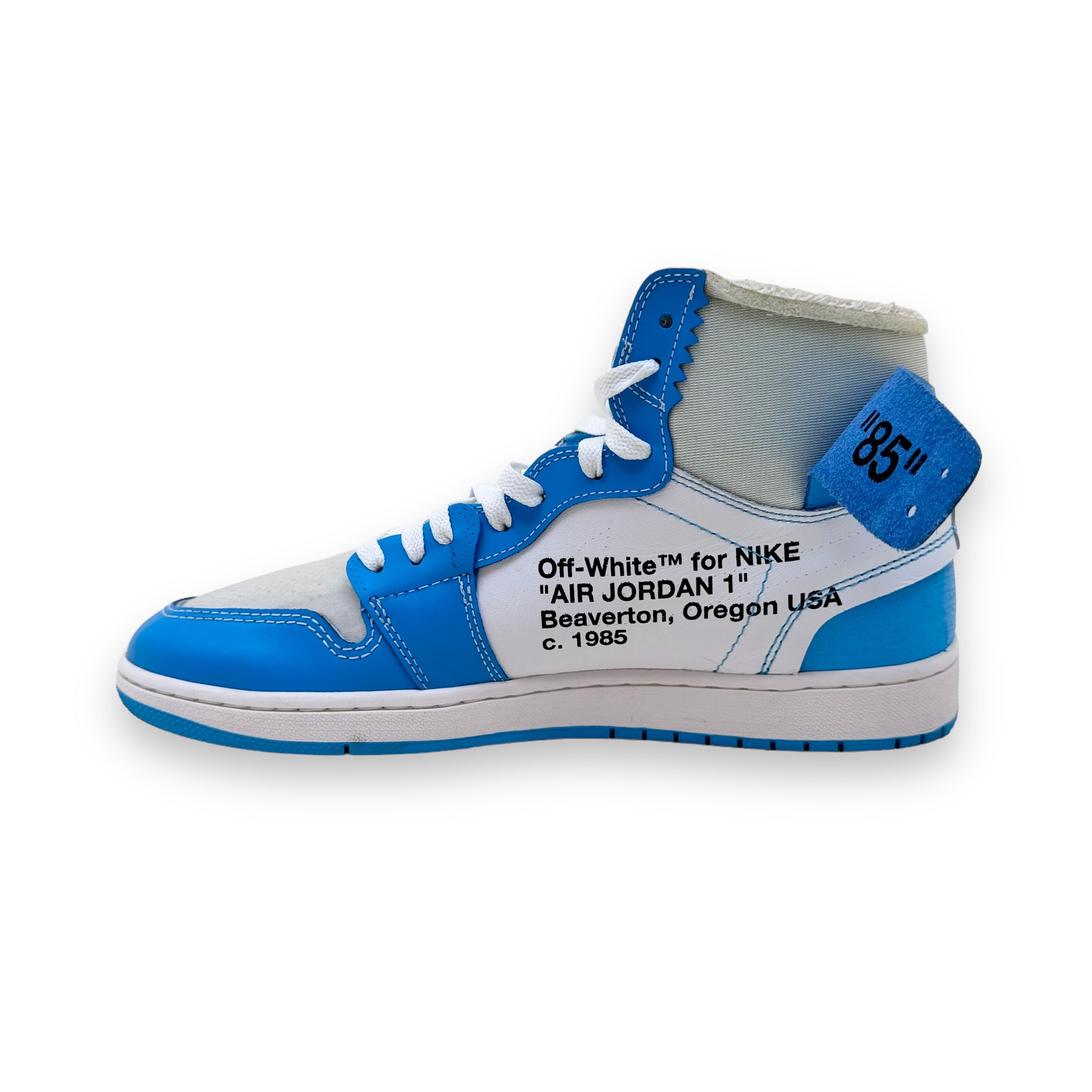 NIKE X OFF-WHITE JORDAN 1 HIGH UNIVERSITY BLUE UNC SNEAKER UK11
