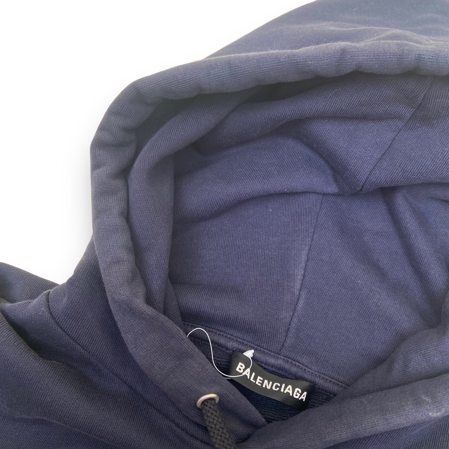 BALENCIAGA COTTON-JERSEY POLITICAL LOGO HOODIE NAVY M