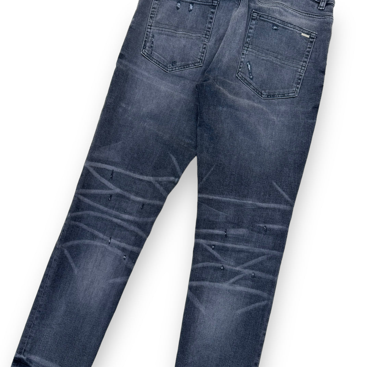 AMIRI DISTRESSED STRETCH-DENIM WASHED JEANS GREY 34W