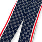 GUCCI GG TAPERED STRIPED LOGO-INTARSIA COTTON TRACK PANTS NAVY L