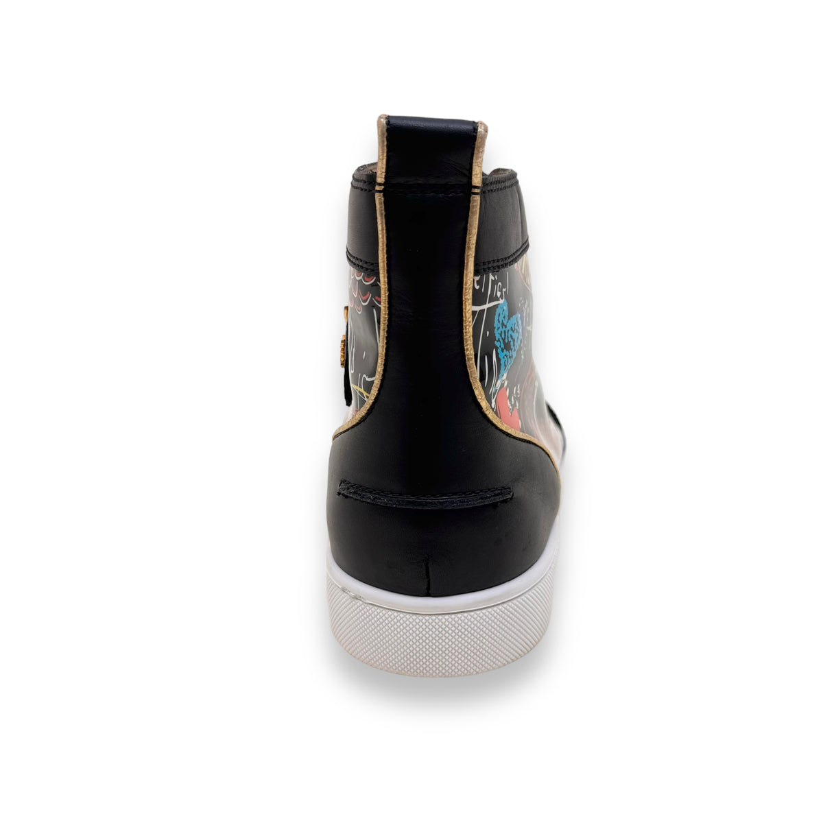 CHRISTIAN LOUBOUTIN PATENT LEATHER GRAFFITI HIGH TOP SNEAKER UK11