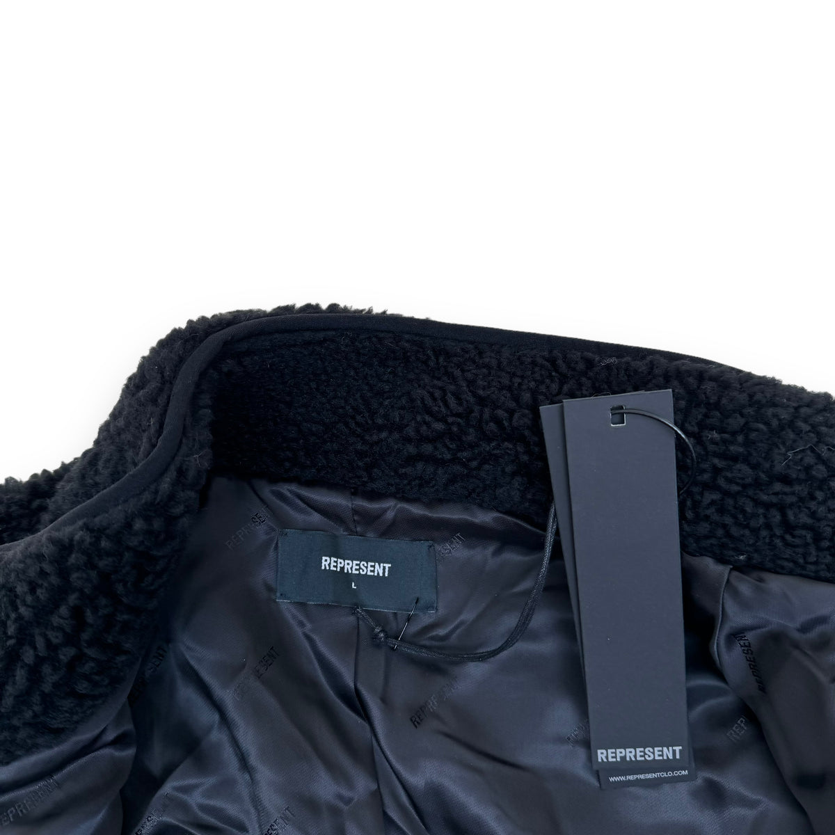 REPRESENT R LOGO-EMBROIDERED RECYCLED POLYESTER-BLEND FLEECE JACKET BLACK L