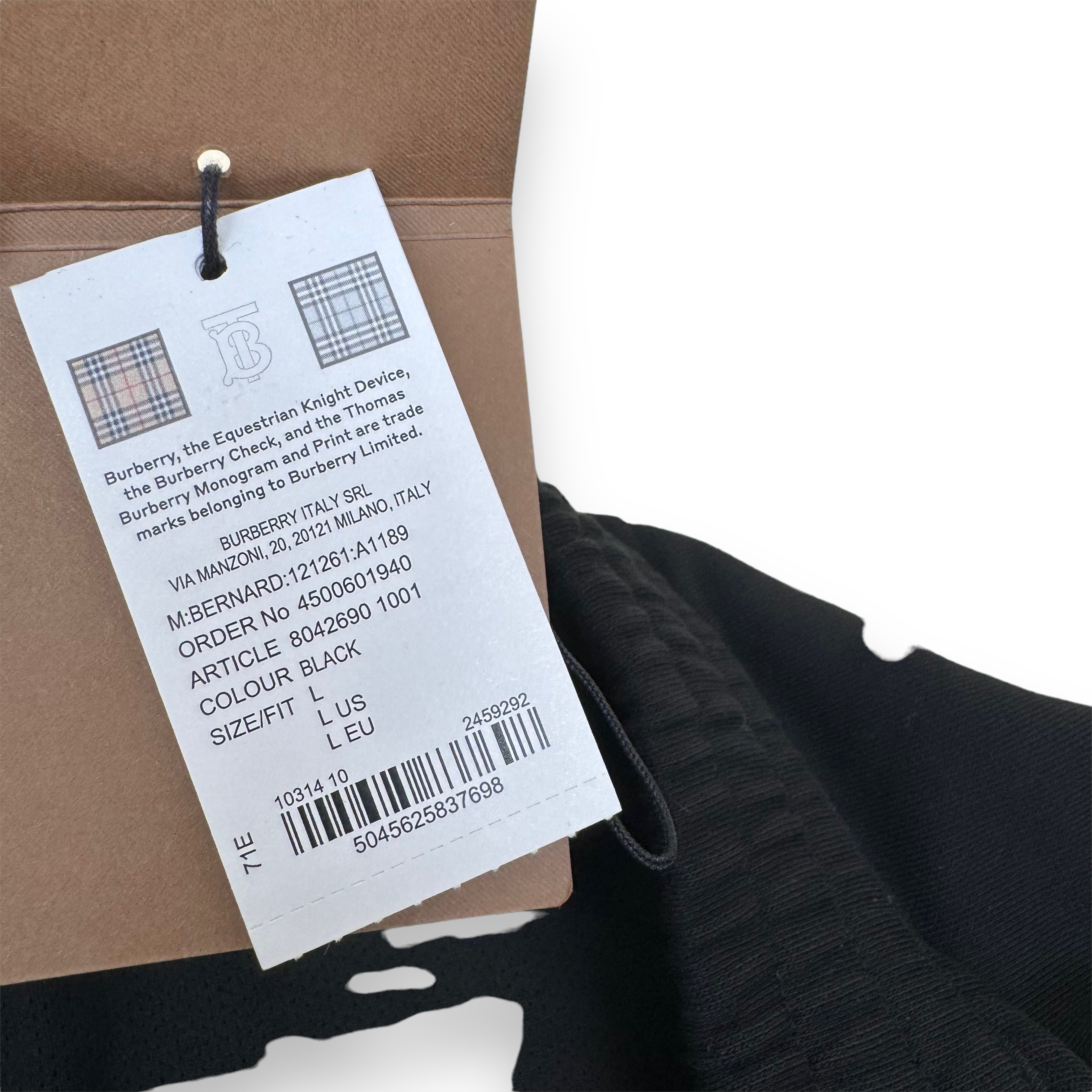 BURBERRY JERSEY UNICORN SWEAT SHORTS BLACK L