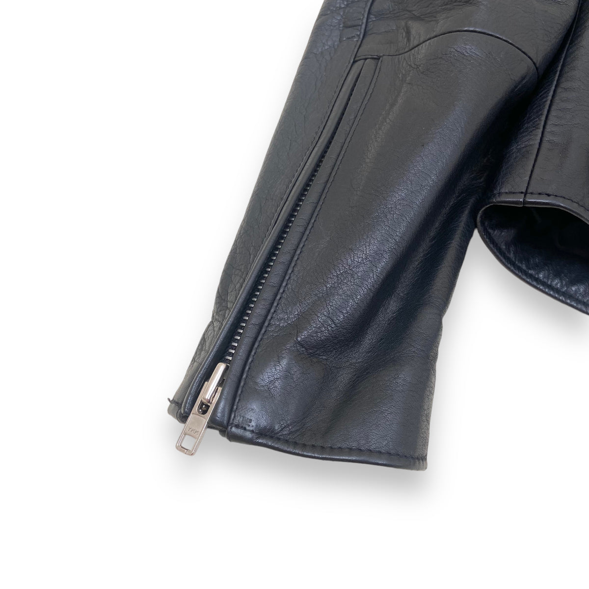 SANDRO CALFSKIN LEATHER JACKET BLACK M