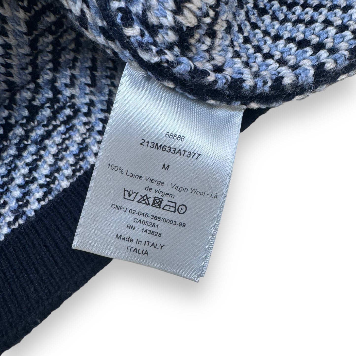 DIOR OBLIQUE MONOGRAM HIGH NECK KNITTED WOOL SWEATER BLUE / NAVY M