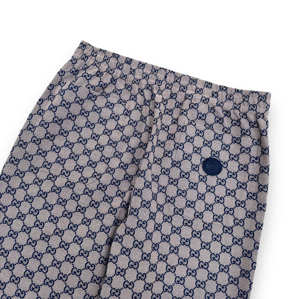 GUCCI GG CANVAS WITH LEATHER INTERLOCKING LOGO TROUSERS BEIGE S