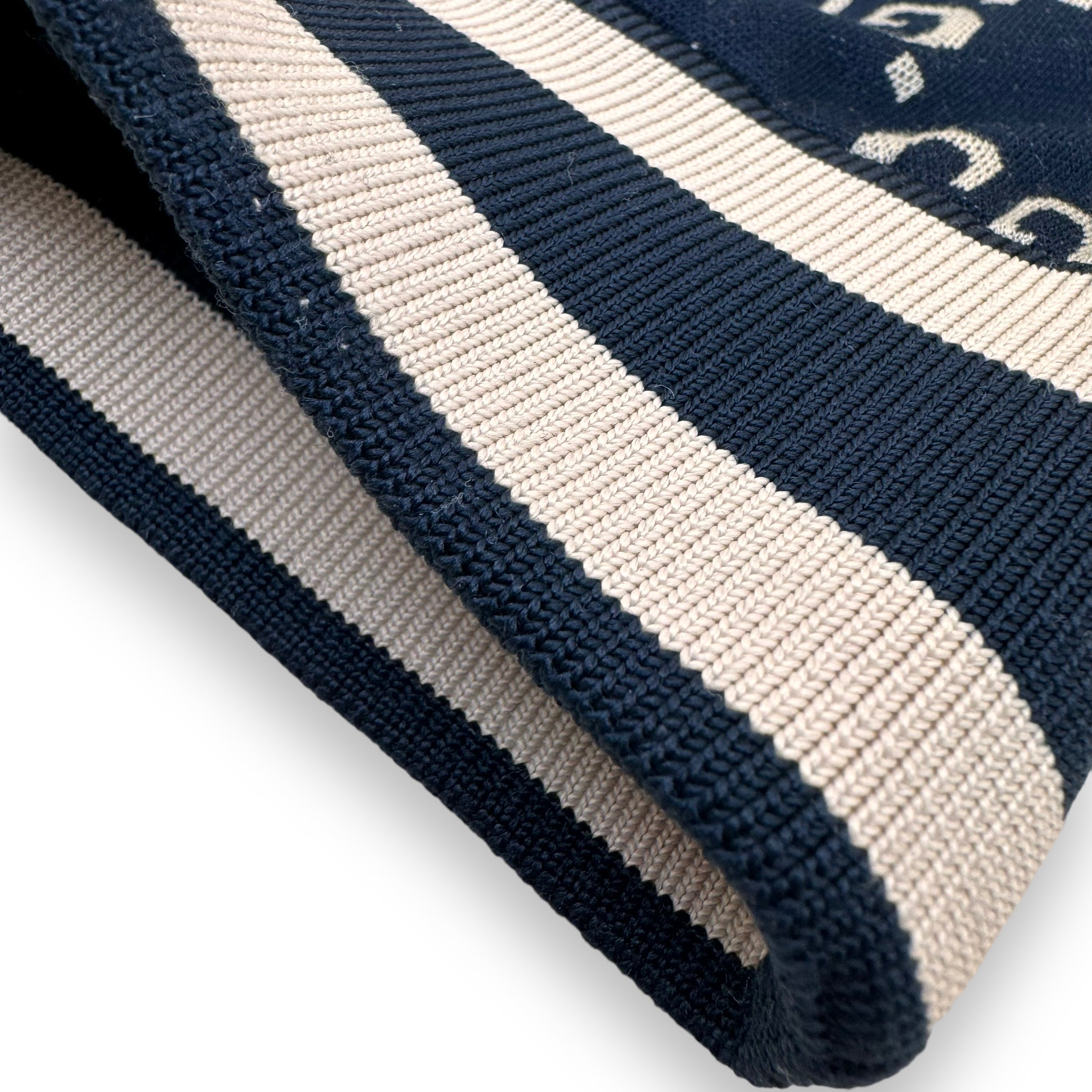 GUCCI GG TAPERED STRIPED LOGO-INTARSIA COTTON TRACK PANTS NAVY L