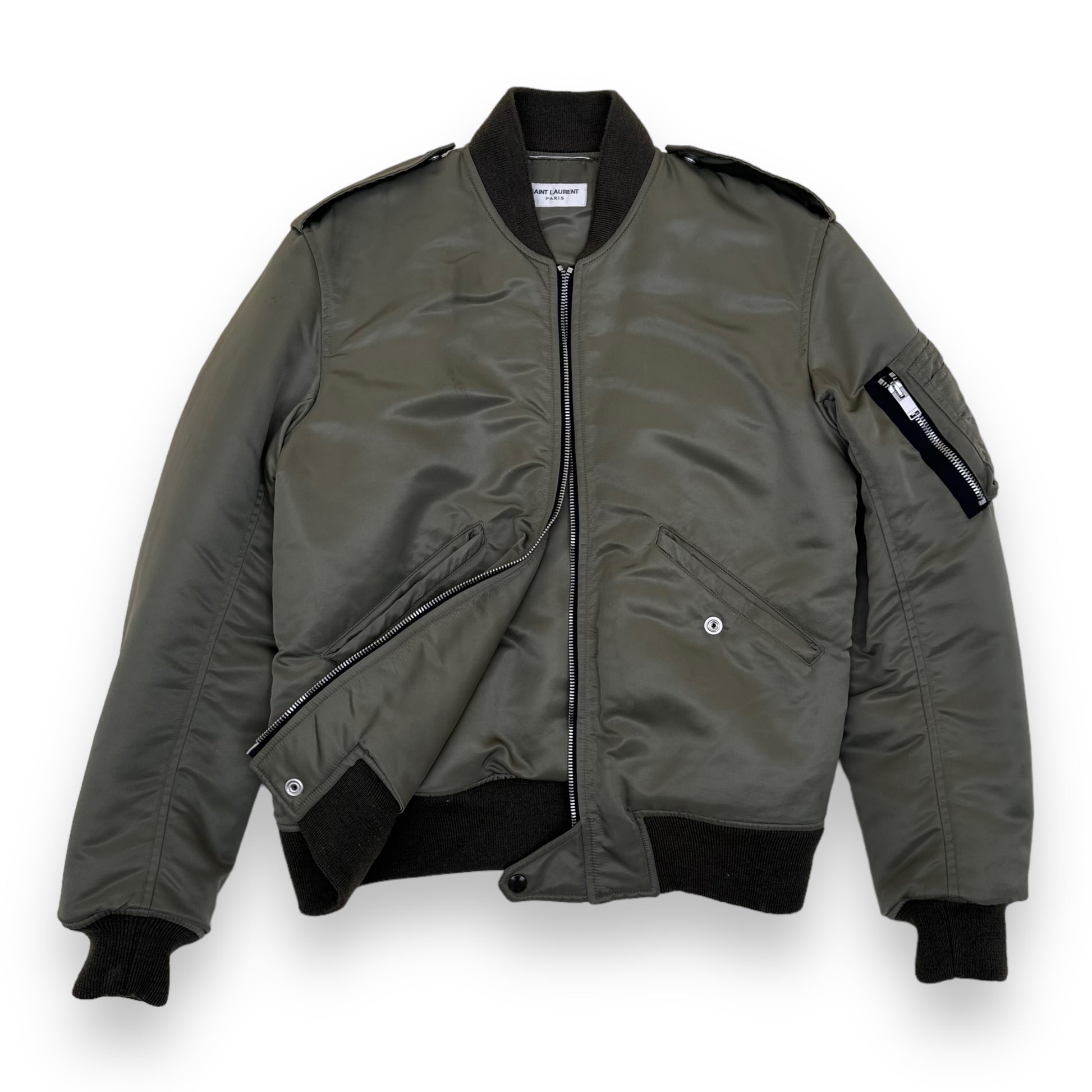 SAINT LAURENT MA-1 BOMBER JACKET KHAKI S – Wylist