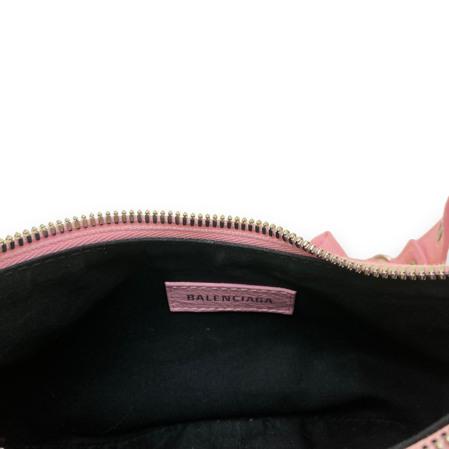 BALENCIAGA LE CAGOLE BRAIDED HANDLE LEATHER SHOULDER BAG PINK XS