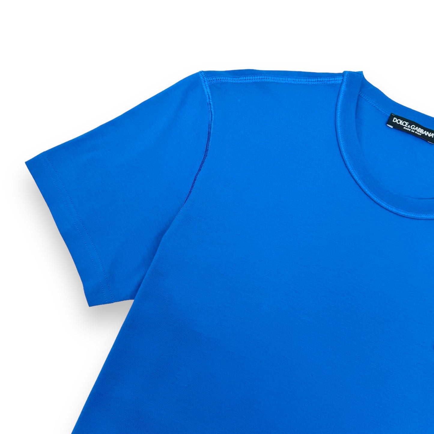 DOLCE & GABBANA PLATE LOGO COTTON T-SHIRT BLUE L