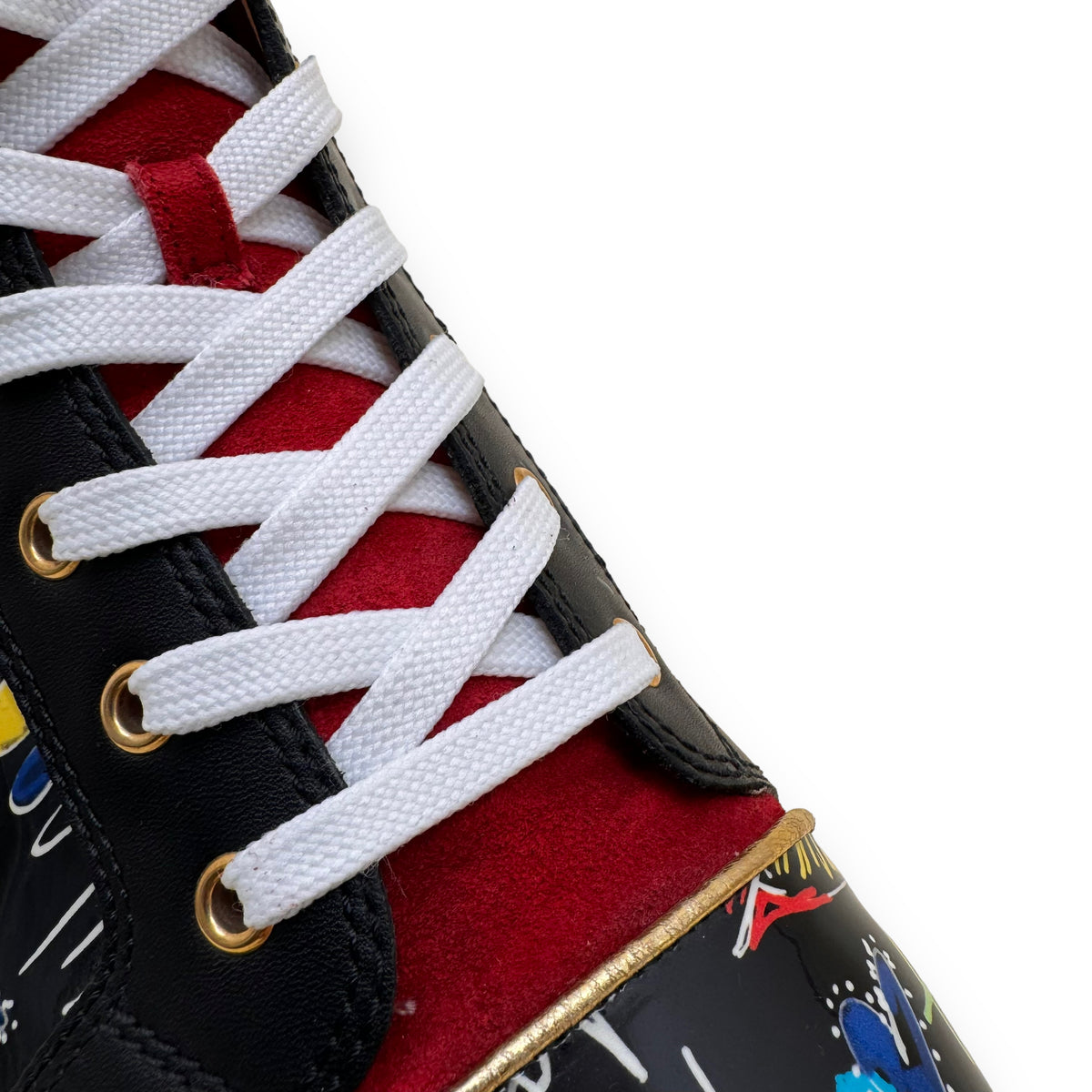 CHRISTIAN LOUBOUTIN PATENT LEATHER GRAFFITI HIGH TOP SNEAKER UK11