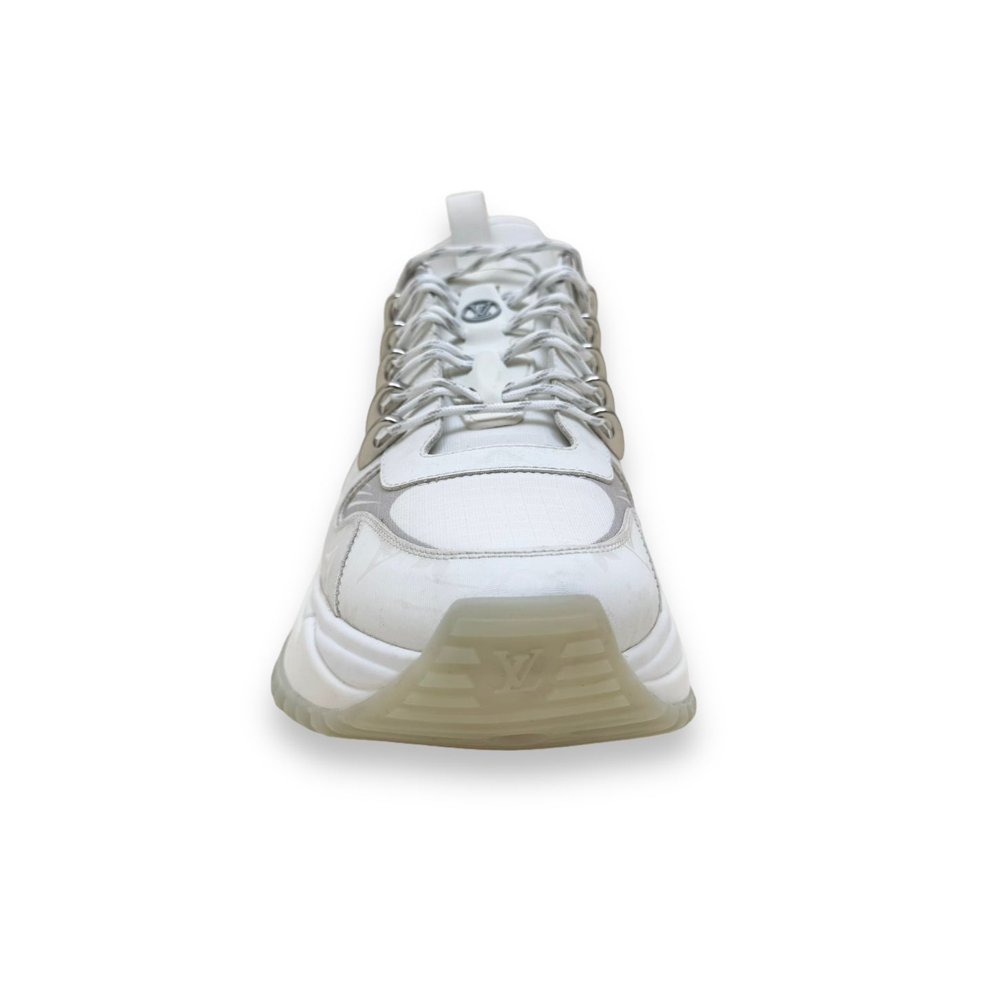 LOUIS VUITTON RUN AWAY PULSE REFLECTIVE MONOGRAM SNEAKERS WHITE UK8.5