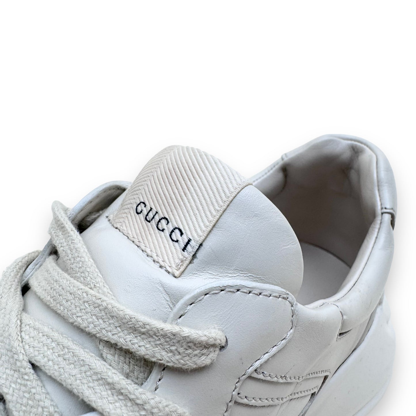 GUCCI RHYTON LOGO LEATHER SNEAKERS CREAM UK8