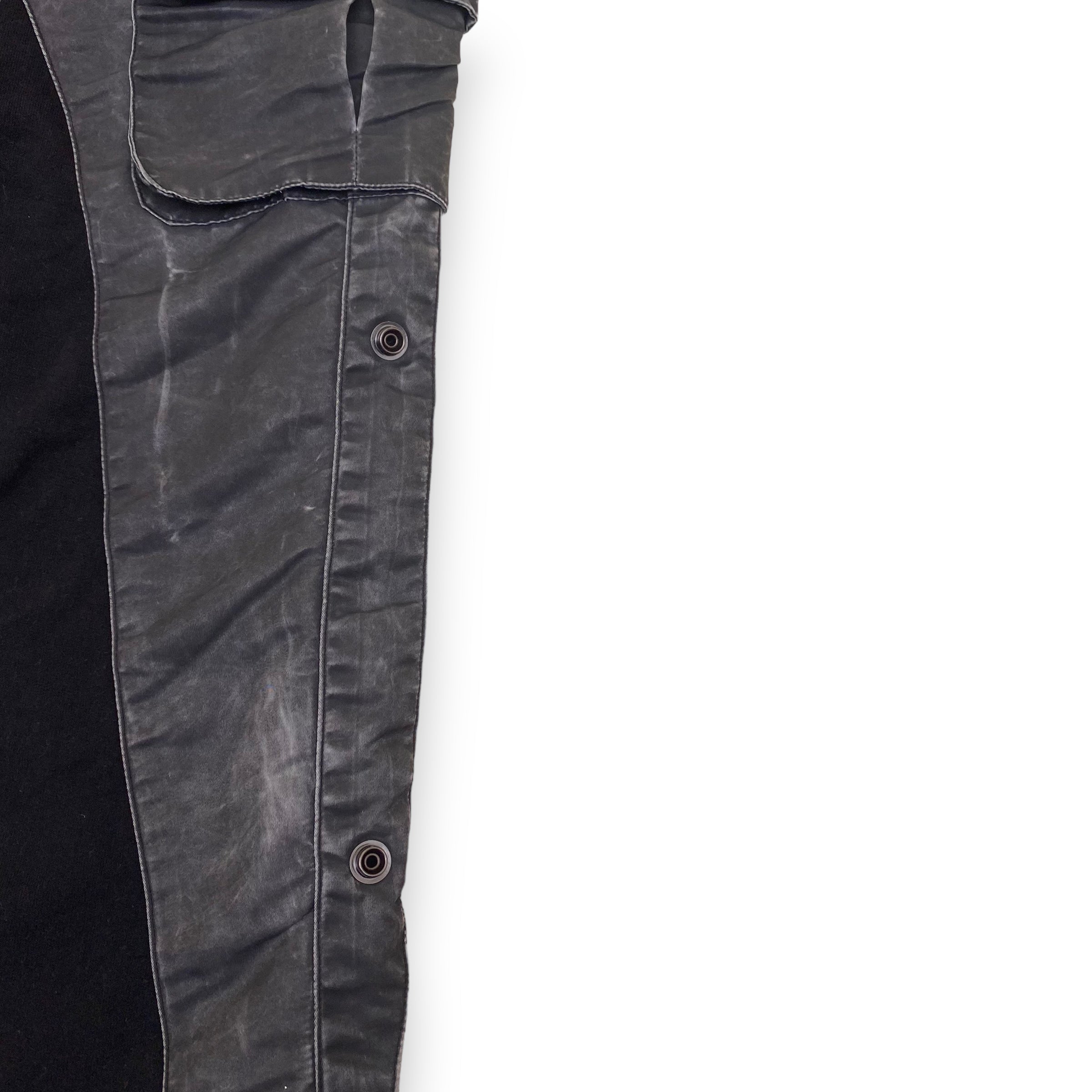 GREG LAUREN WASHED SATIN 50/50 SLIM LOUNGE TROUSERS BLACK M